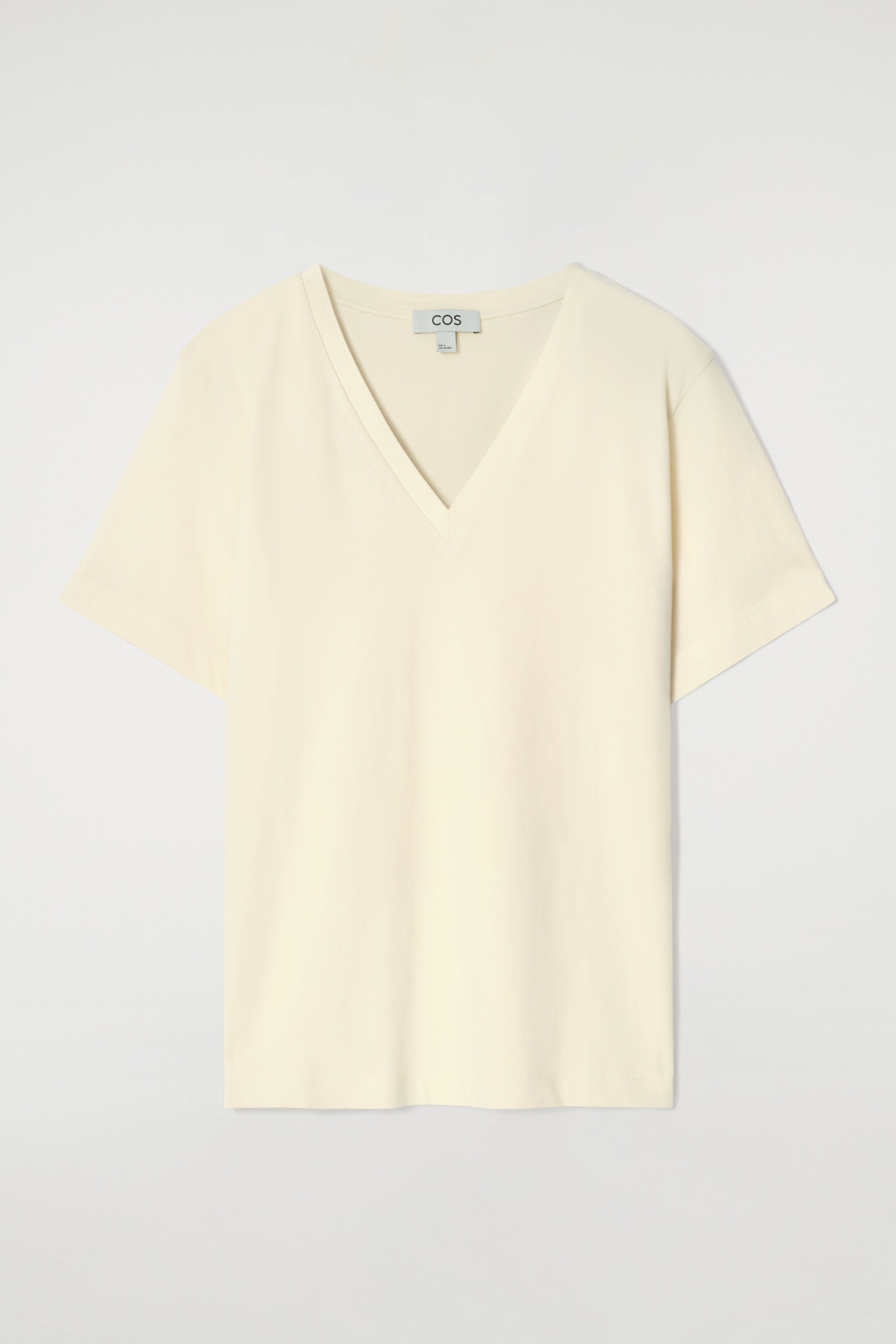 Ingrandisci l'immagine: V-NECK COTTON T-SHIRT - LIGHT BEIGE / UNDYED - DONNA | H&M CH 4