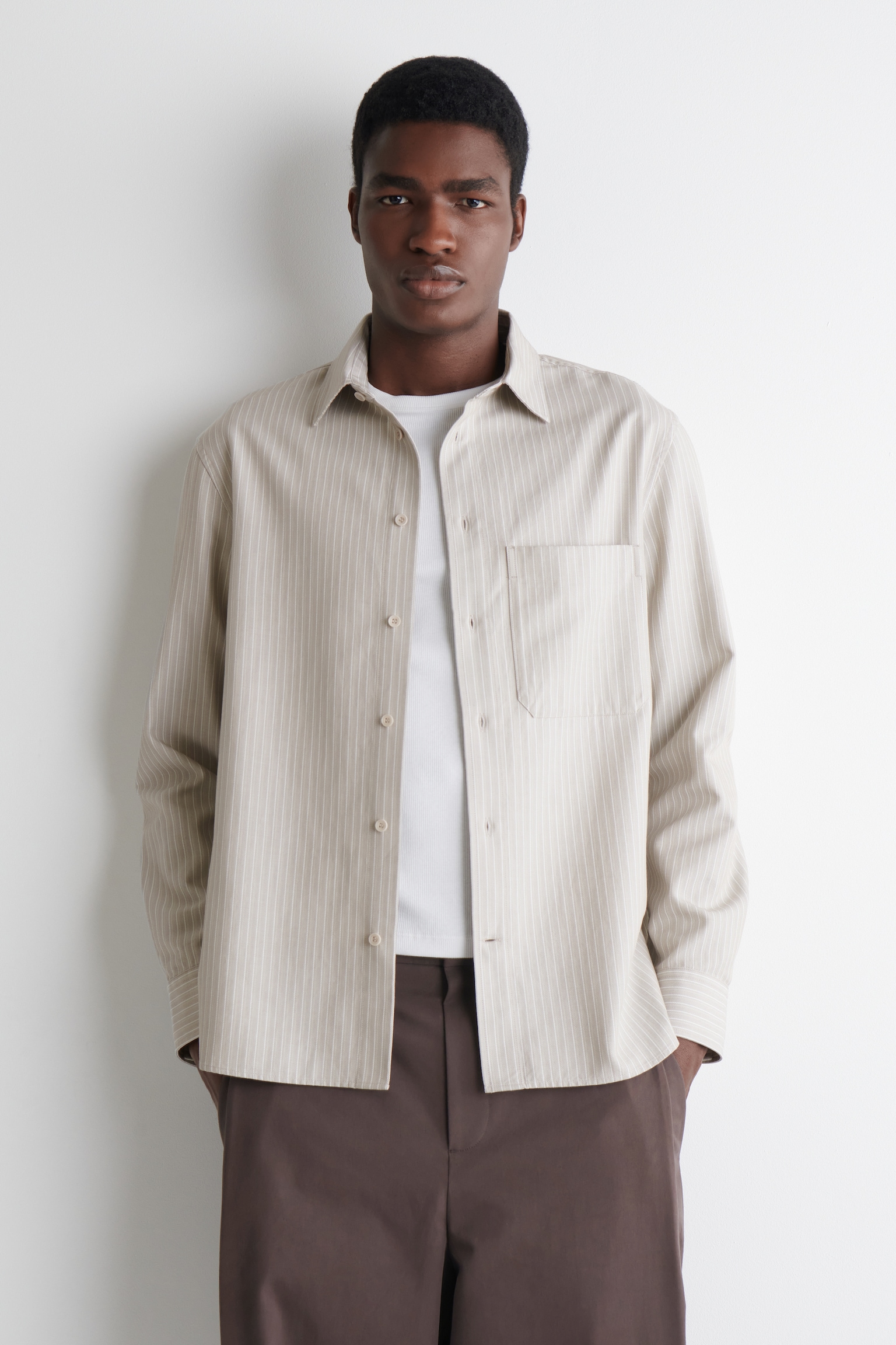 RELAXED TWILL SHIRT - MOLE / STRIPED/NAVY