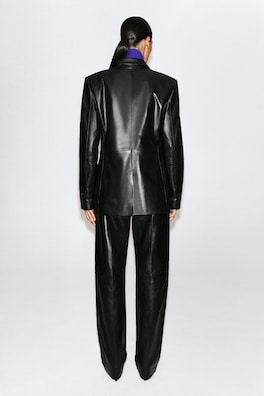 LEATHER DOUBLE-BREASTED BLAZER — BLACK 5