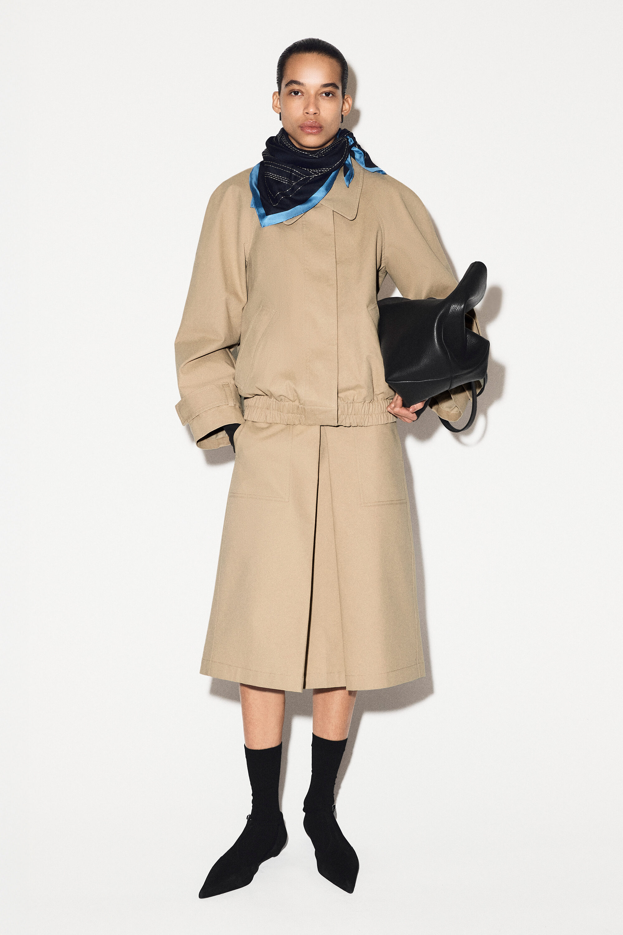 ROUNDED COTTON BLOUSON JACKET - BEIGE | COS