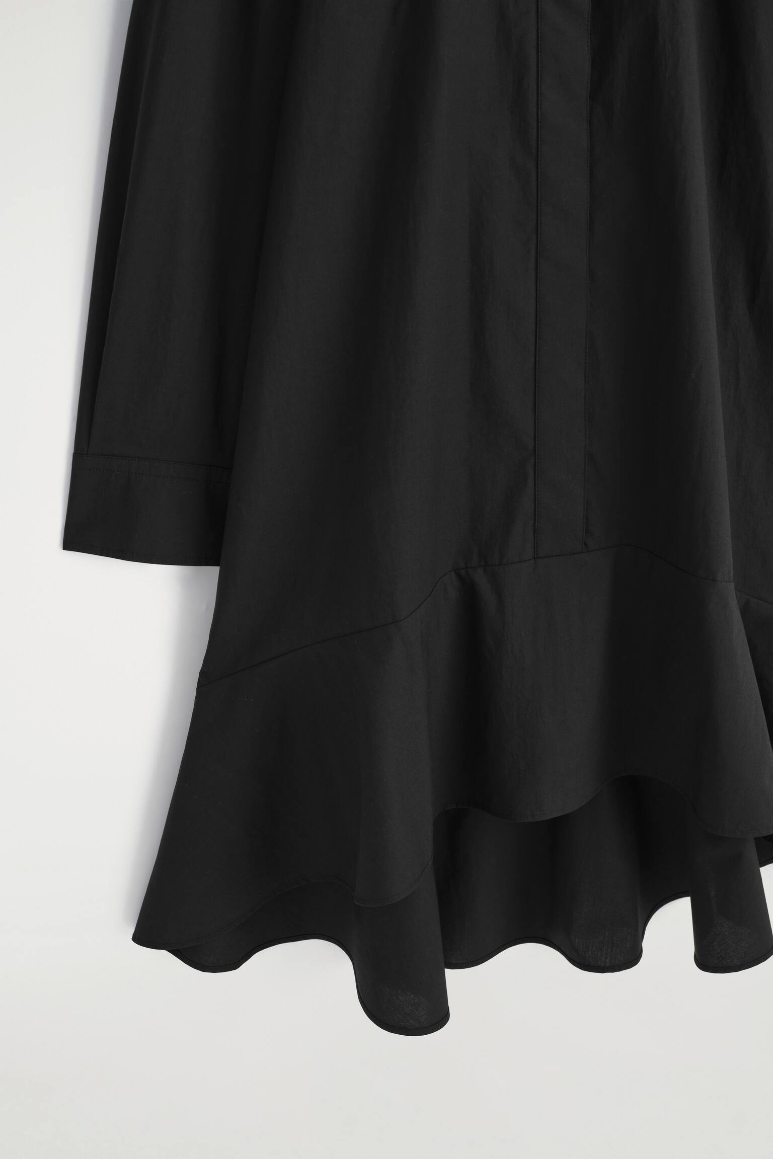 FLARED COTTON MINI SHIRT DRESS - שחור/BLUE - 8