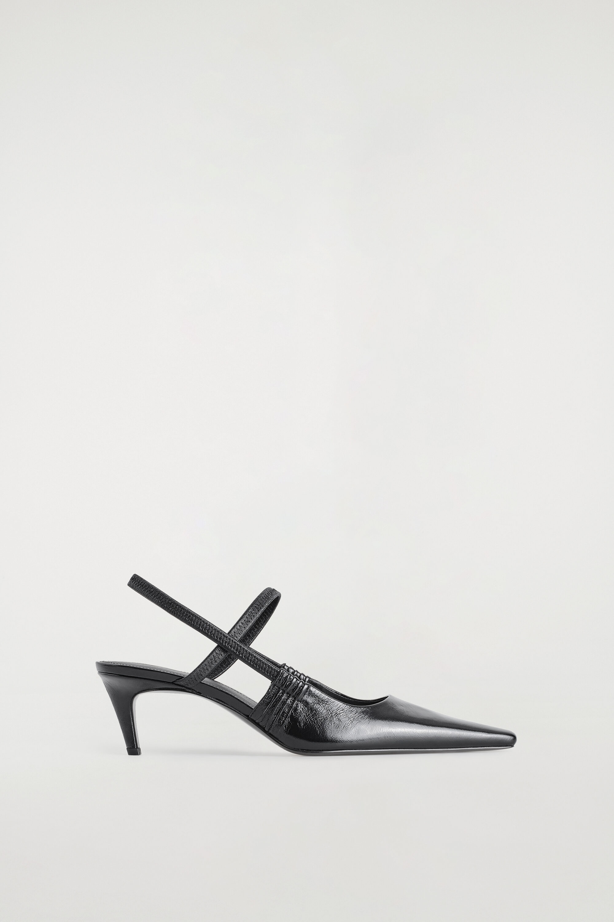 POINTED LEATHER SLINGBACK KITTEN HEELS