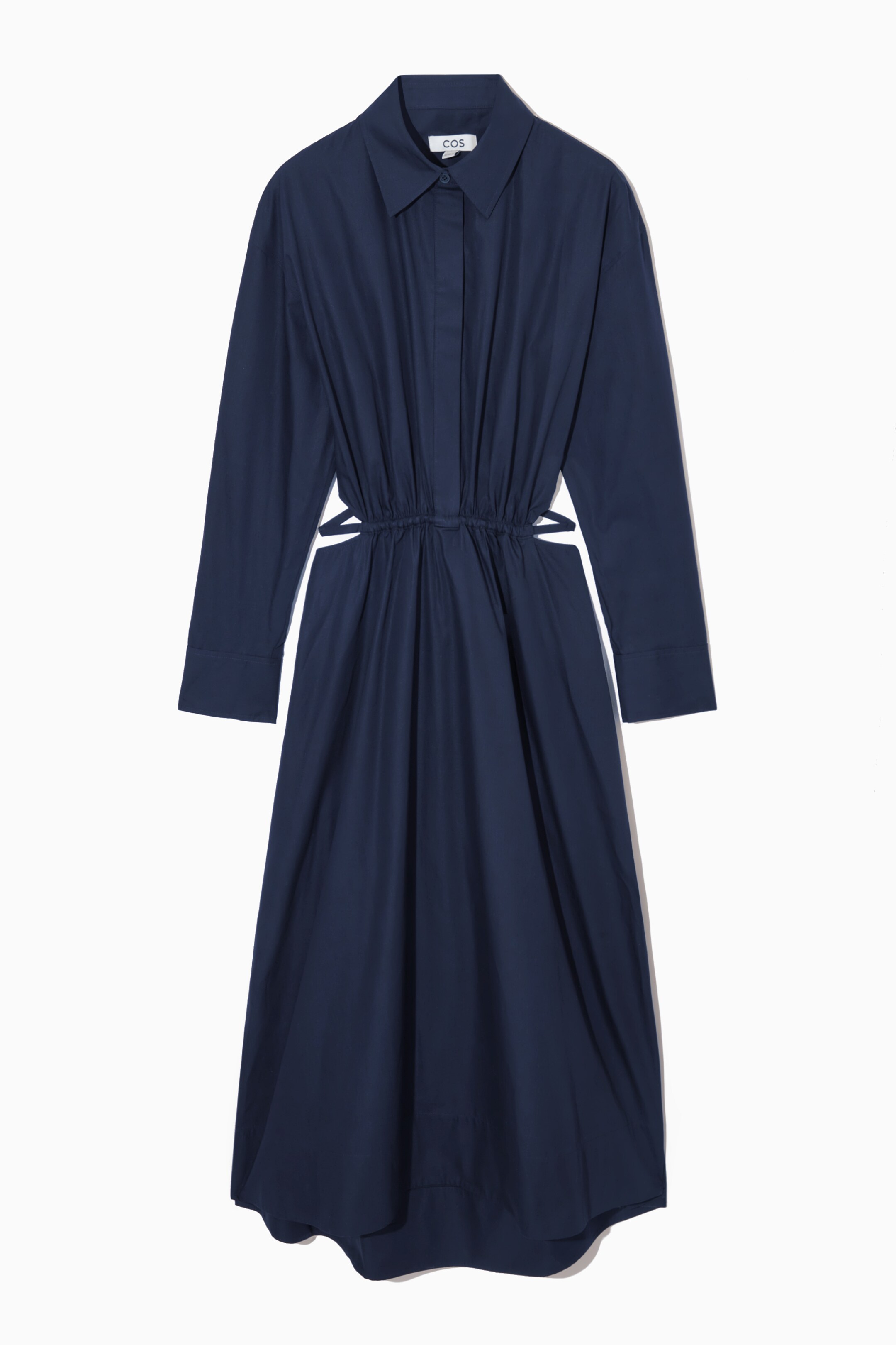 View larger image: CUTOUT-WAIST MIDI SHIRT DRESS - NAVY - Ladies | H&M GB 1