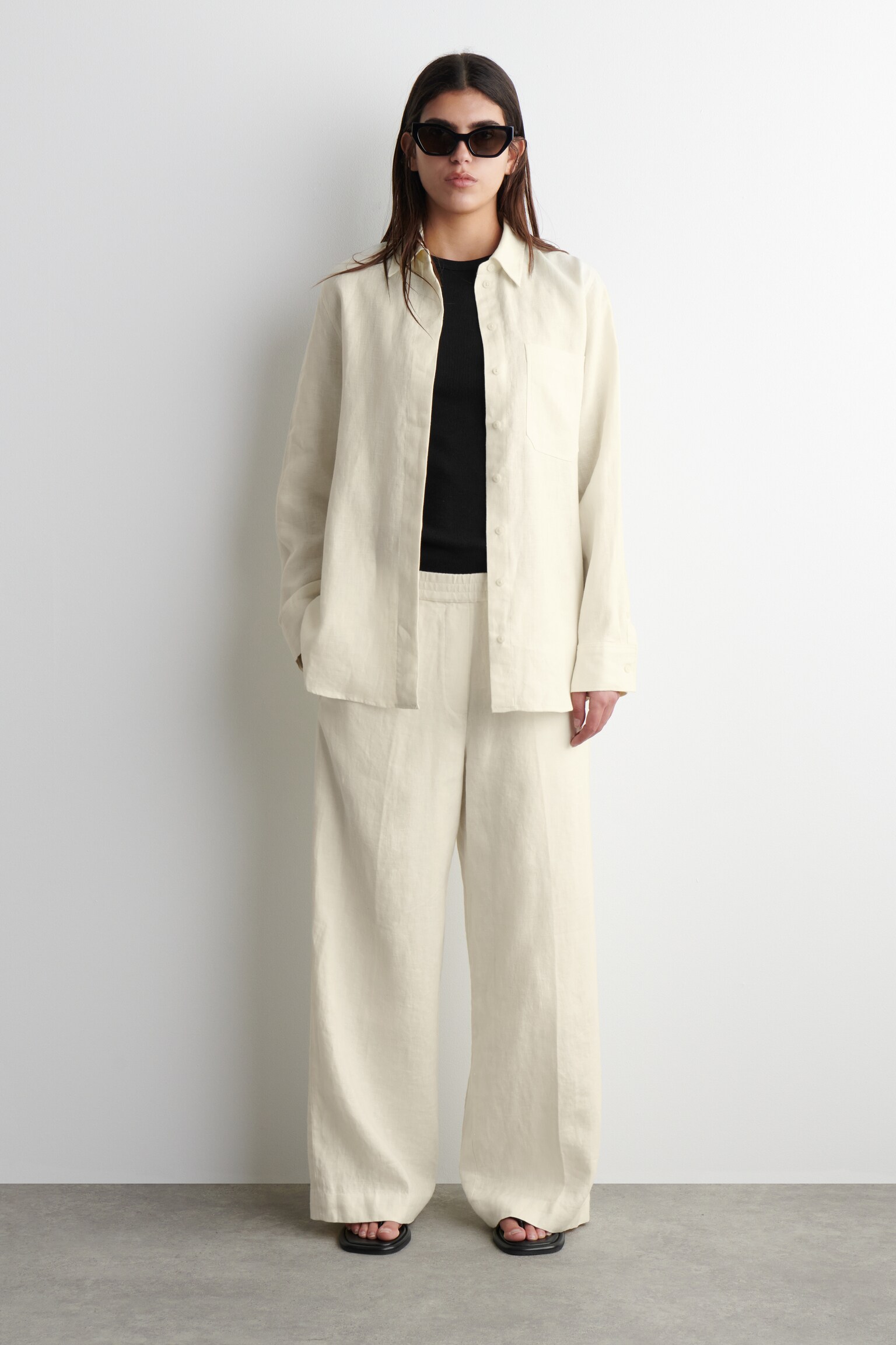 CHEMISE OVERSIZE EN LIN - JAUNE BEURRE/VERT PÂLE/BLANC/BLEU MARINE - 4