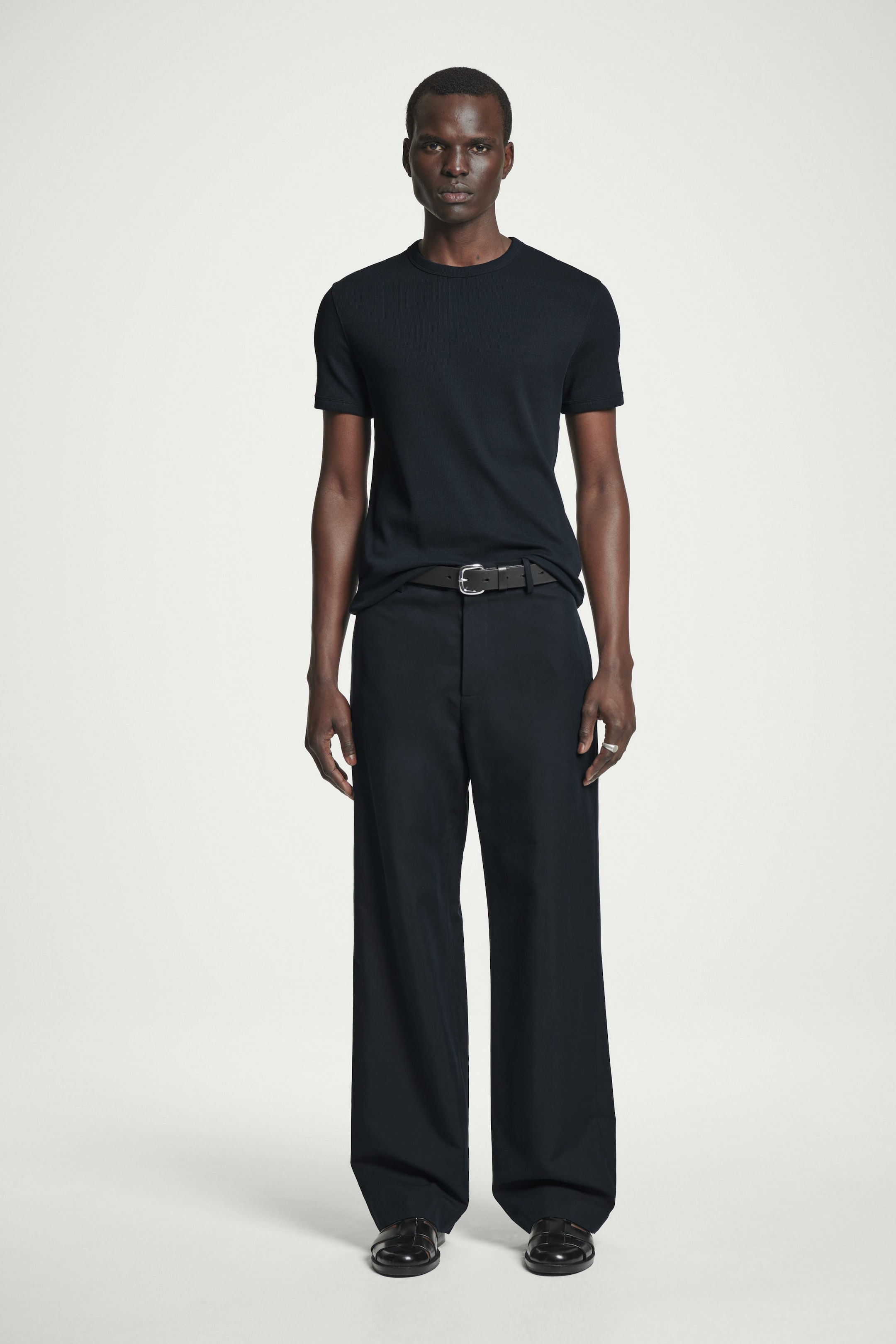 SLIM RIBBED COTTON T-SHIRT