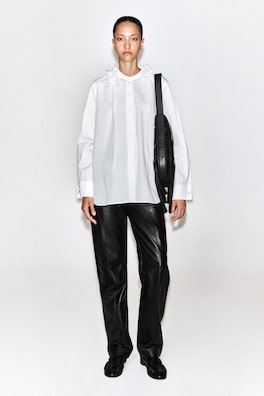 RUFFLED-COLLAR COTTON-SILK SHIRT — CHALK 3