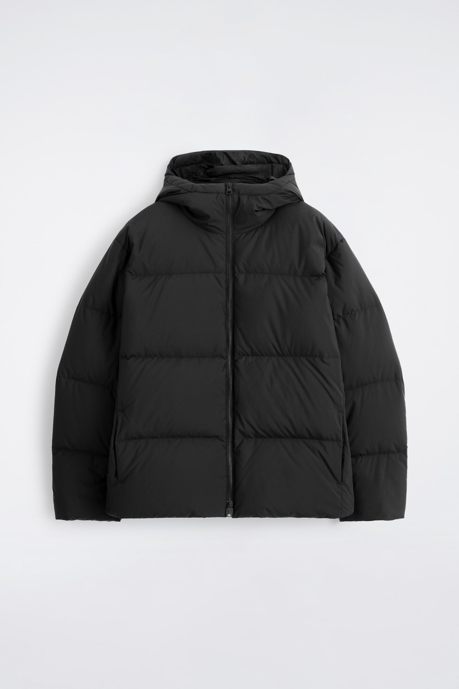 HOODED DOWN PUFFER JACKET - BLACK/DARK GREEN/DARK BROWN - 2