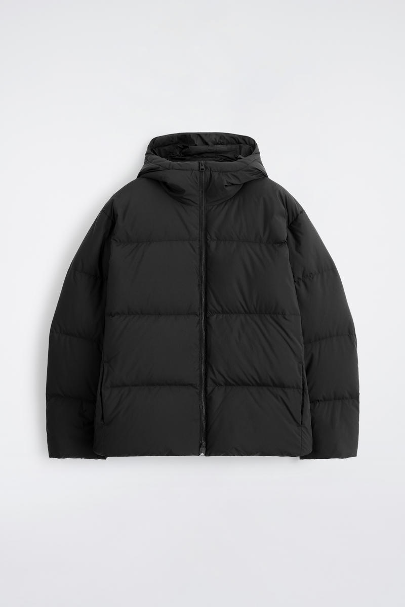 COS Hooded Down Puffer Jacket Black Men's Extra Large