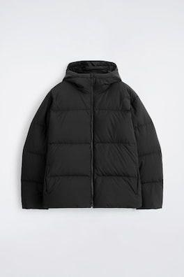 HOODED DOWN PUFFER JACKET — BLACK 7