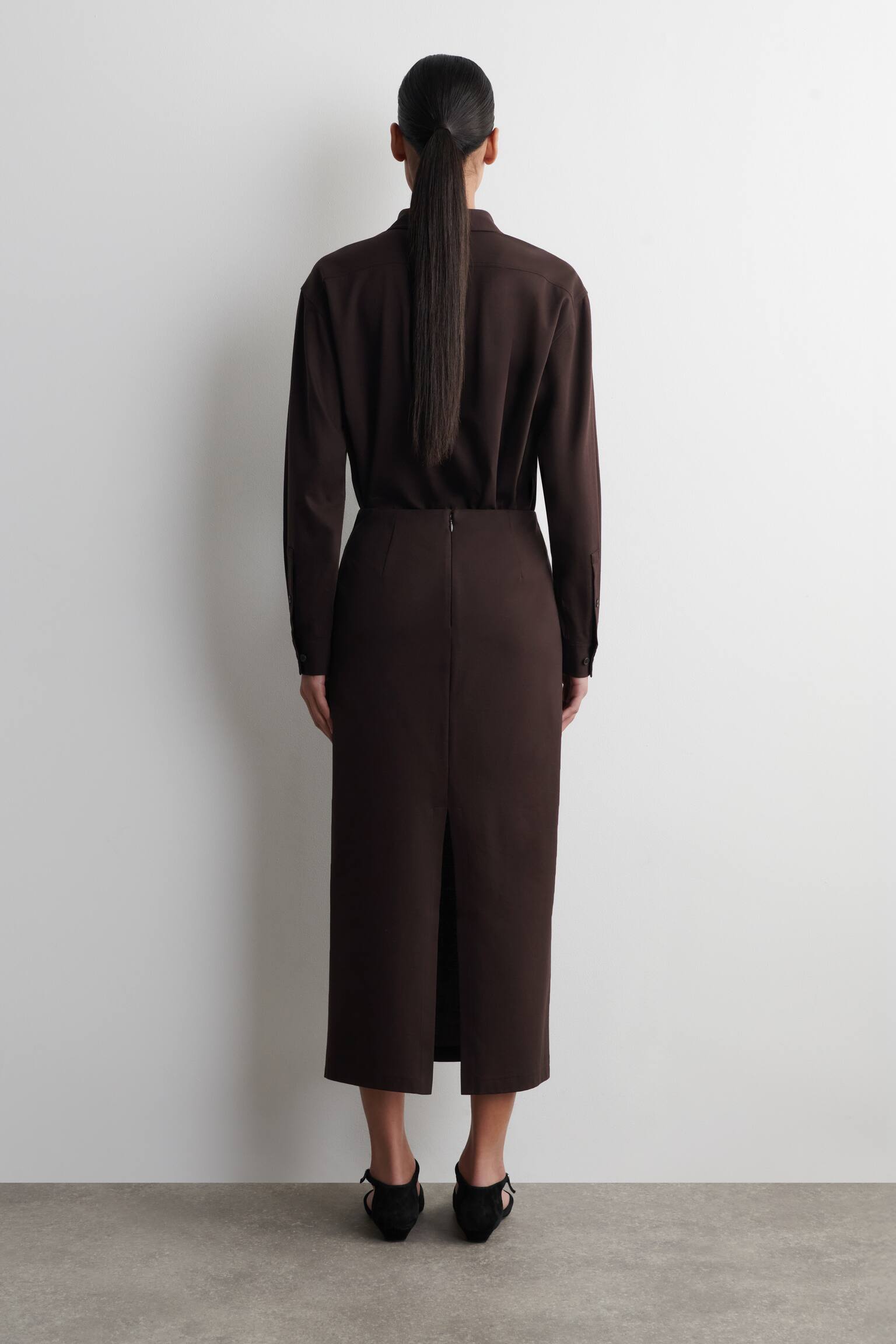 GONNA MIDI A TUBINO IN JERSEY - MARRONE SCURO - 4