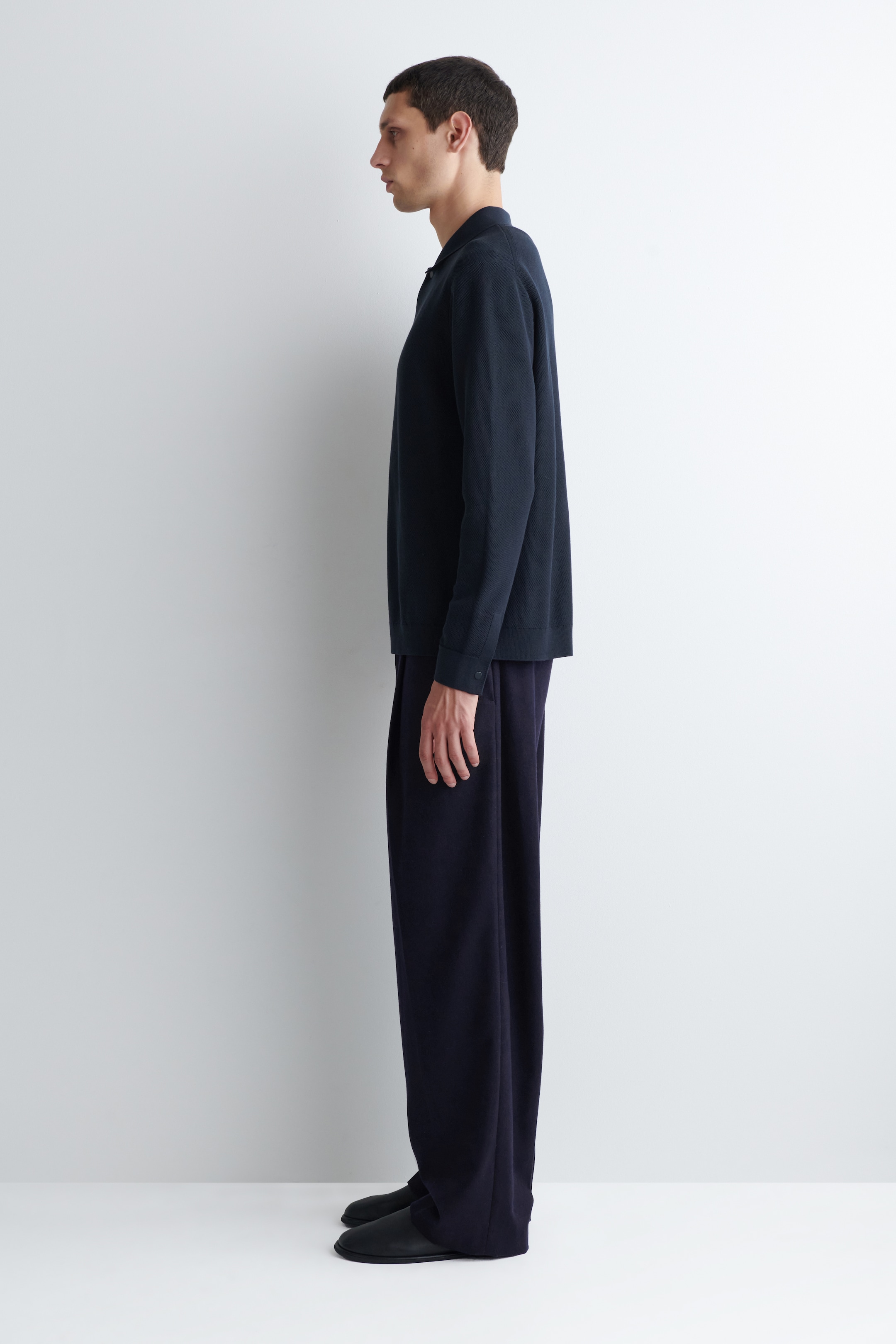Agrandir l'image: POLO EN MAILLE POINT NID D'ABEILLE - BLEU MARINE - HOMME | H&M CH 3