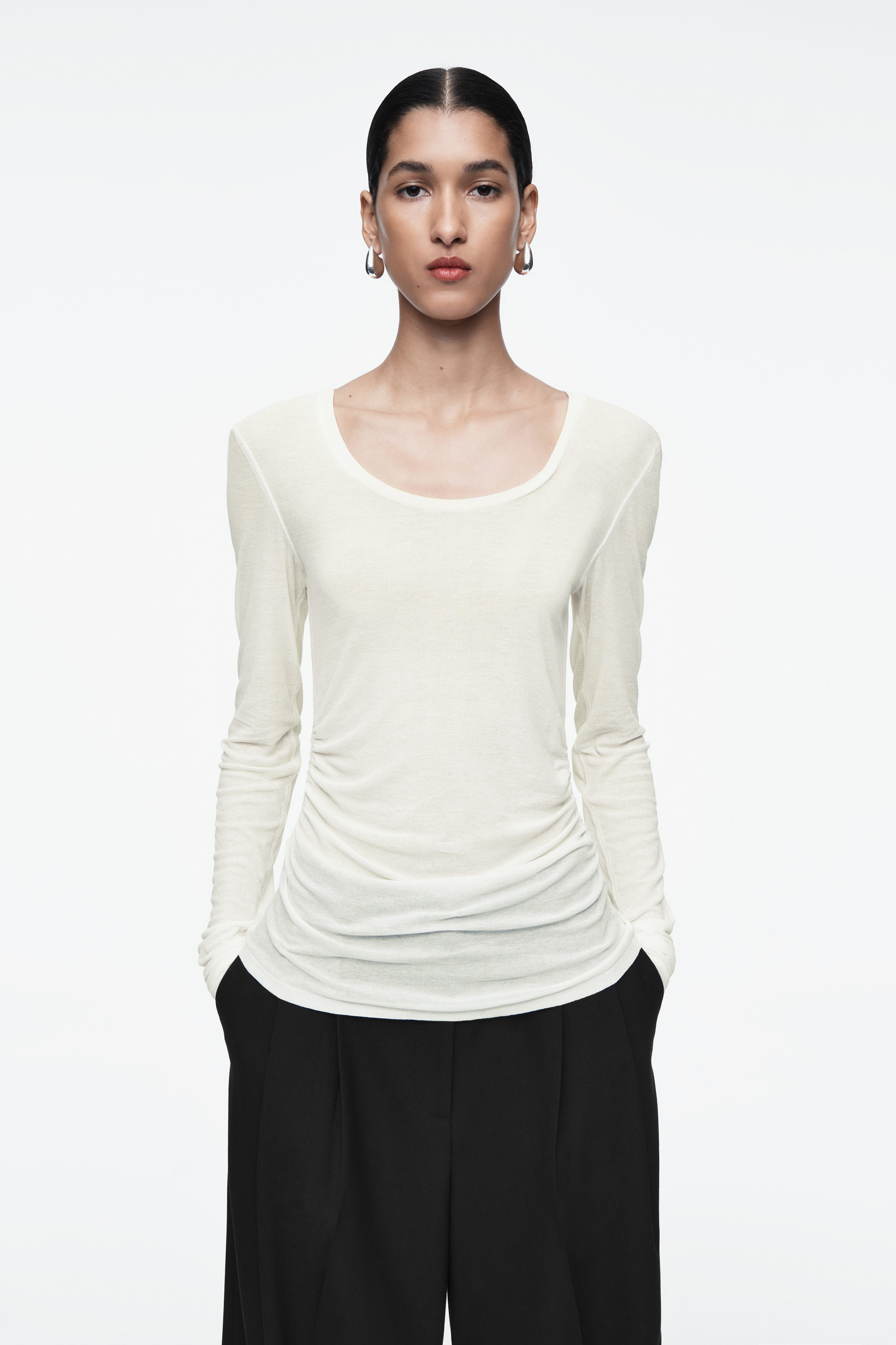 トップス TYPESERVICE Rabbit Ruched Top white Lipa Ruched Top Vintage White – All About Eve Clothing