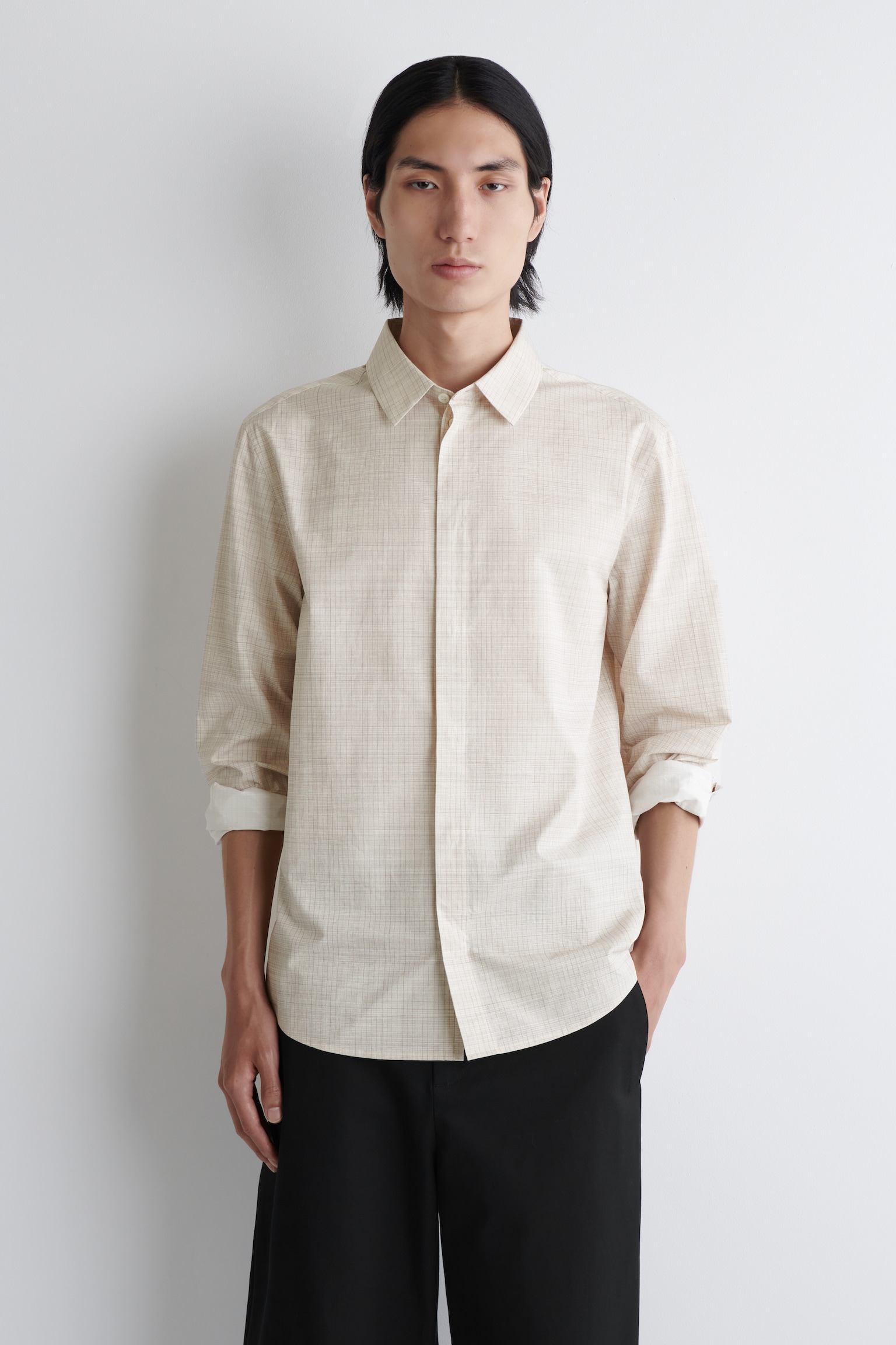CHEMISE À CARREAUX EN COTON - BEIGE / CARREAUX