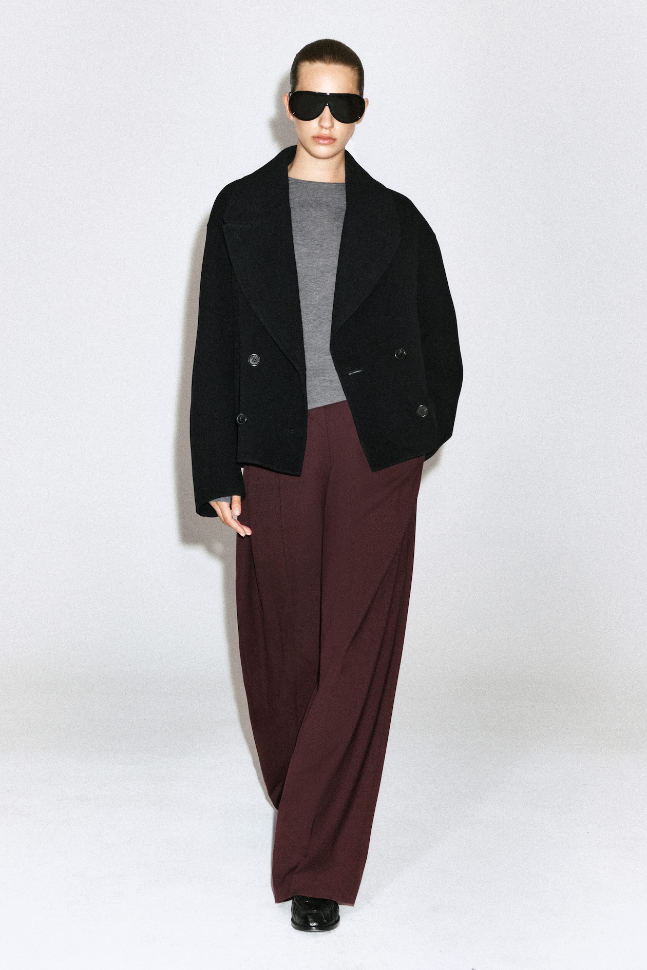 OVERSIZED DOUBLE-FACED WOOL JACKET — BLACK
