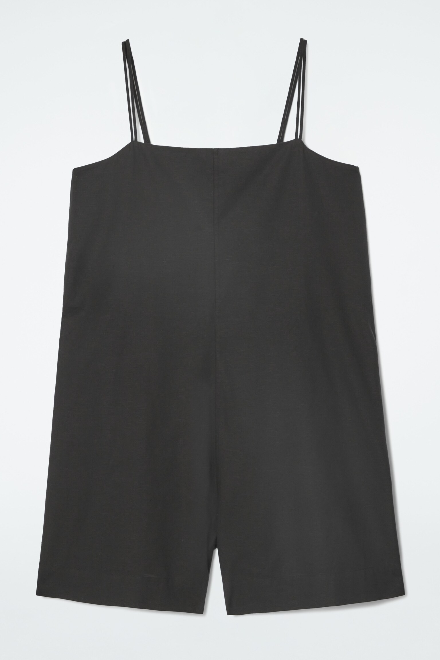 SQUARE-NECK PLAYSUIT - BLACK/LIGHT BEIGE