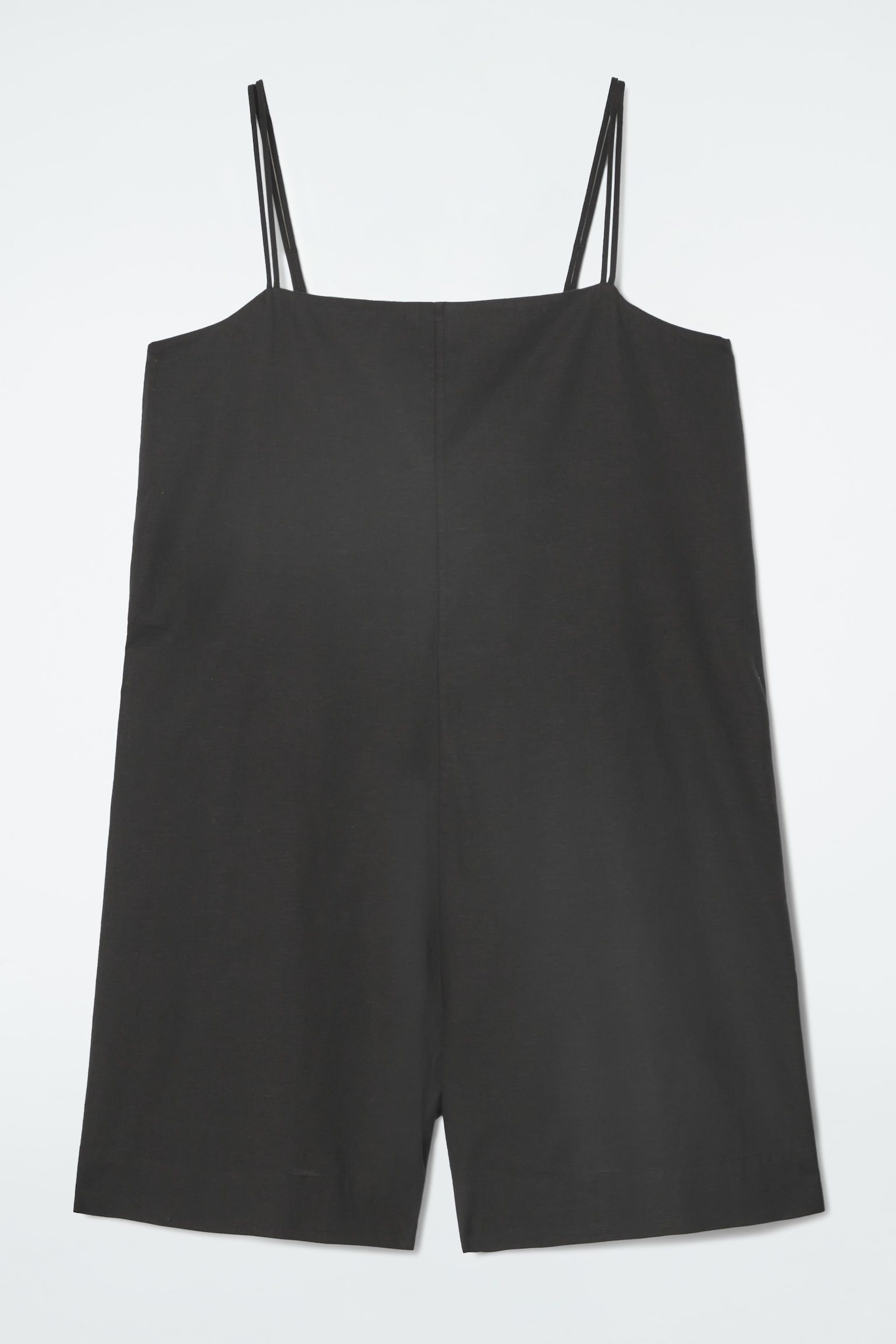 SQUARE-NECK PLAYSUIT - BLACK/LIGHT BEIGE