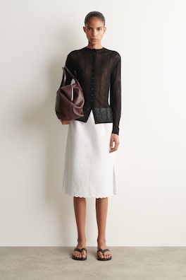 DIAMOND KNIT LACE CARDIGAN — BLACK 2
