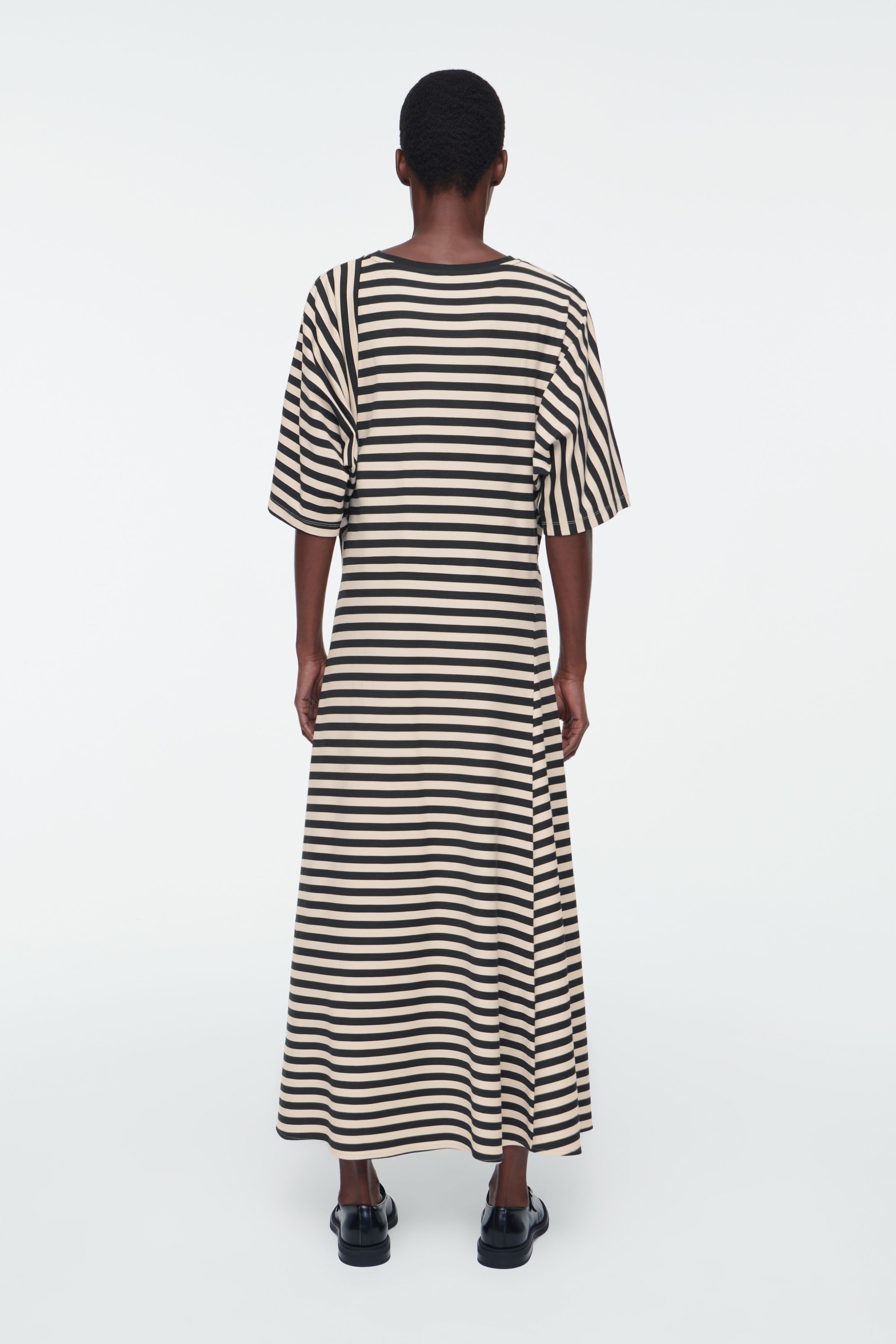 STRIPED JERSEY MIDI DRESS