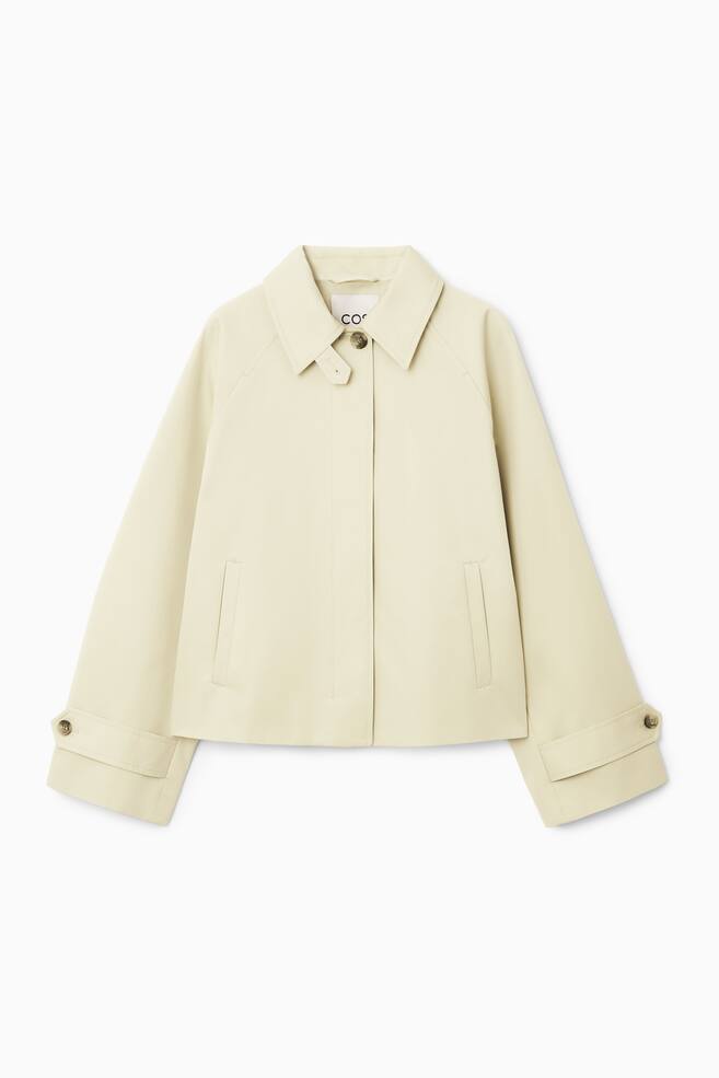 TWILL SHORT TRENCH COAT - BEIGE - 1