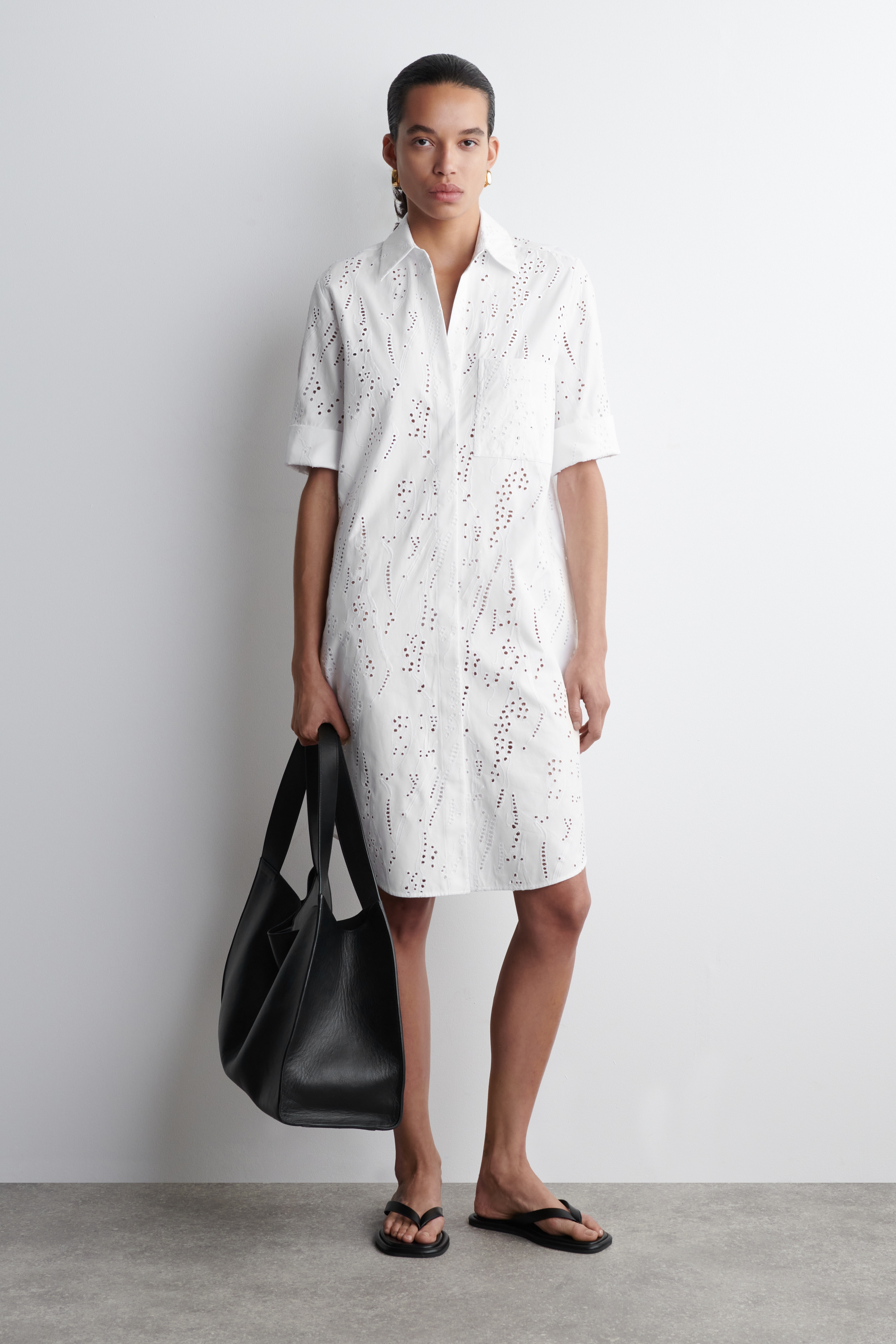 ROBE-CHEMISE BRODERIE ANGLAISE - BLANC