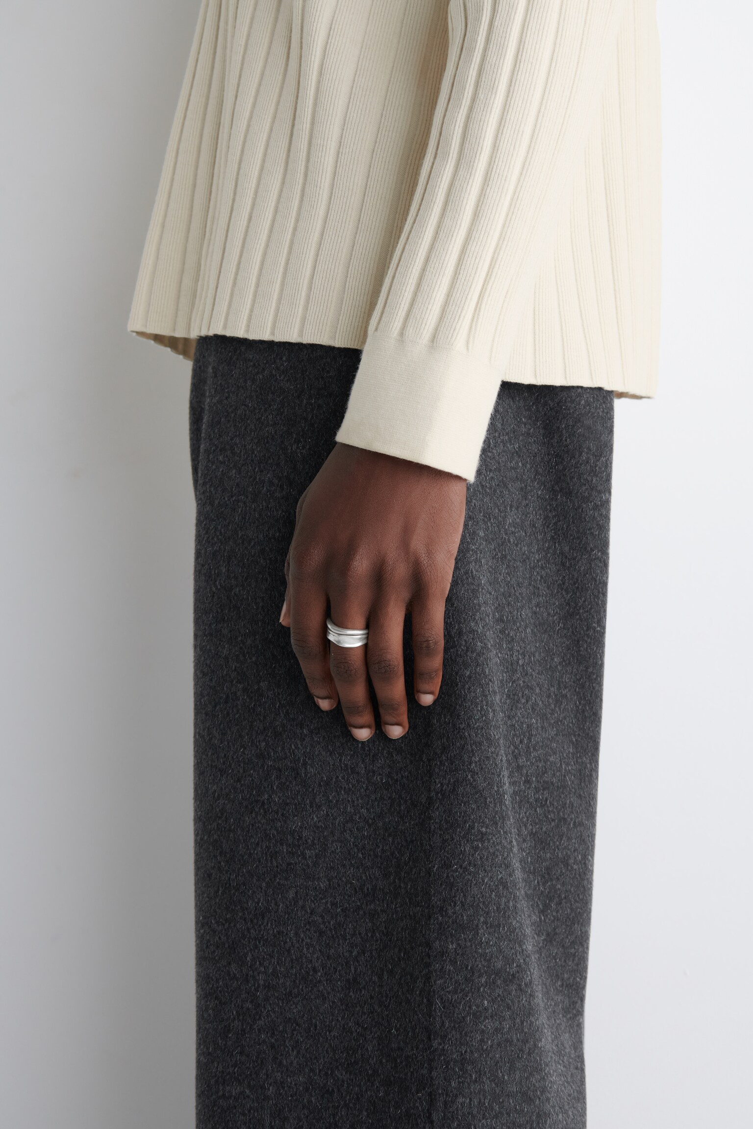2-PACK HAMMERED RINGS - SILVER/GOLD