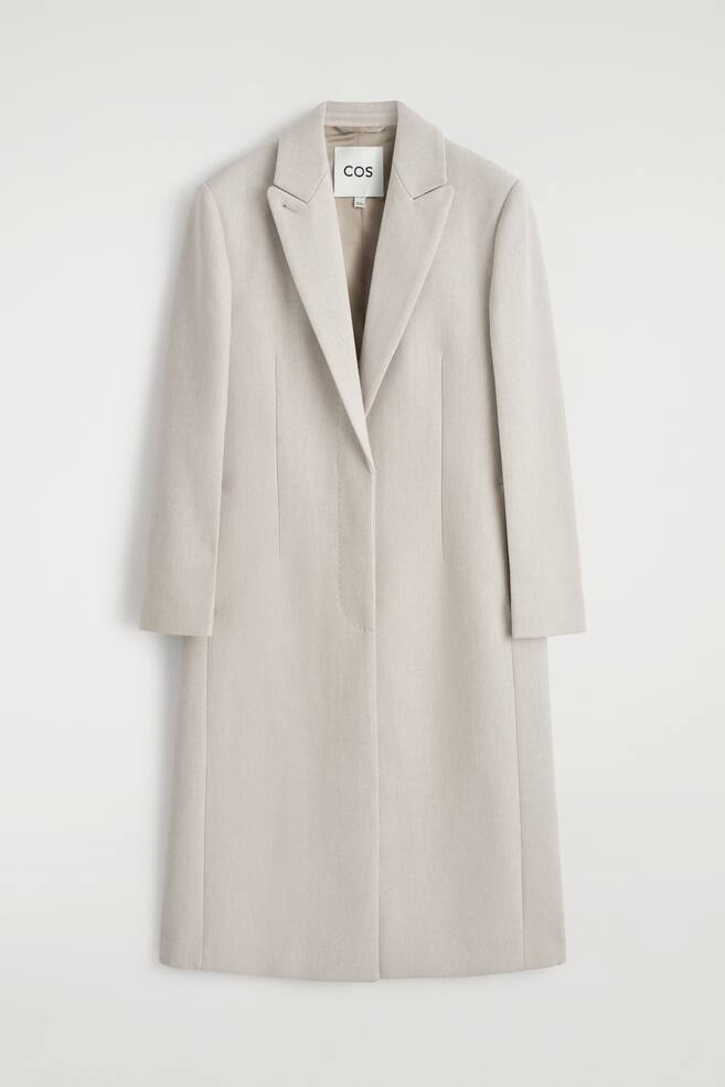 LANGER MANTEL AUS WOLL-TWILL - HELLES BEIGE - 1