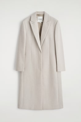 TAILORED WOOL-TWILL LONG COAT — LIGHT BEIGE 7