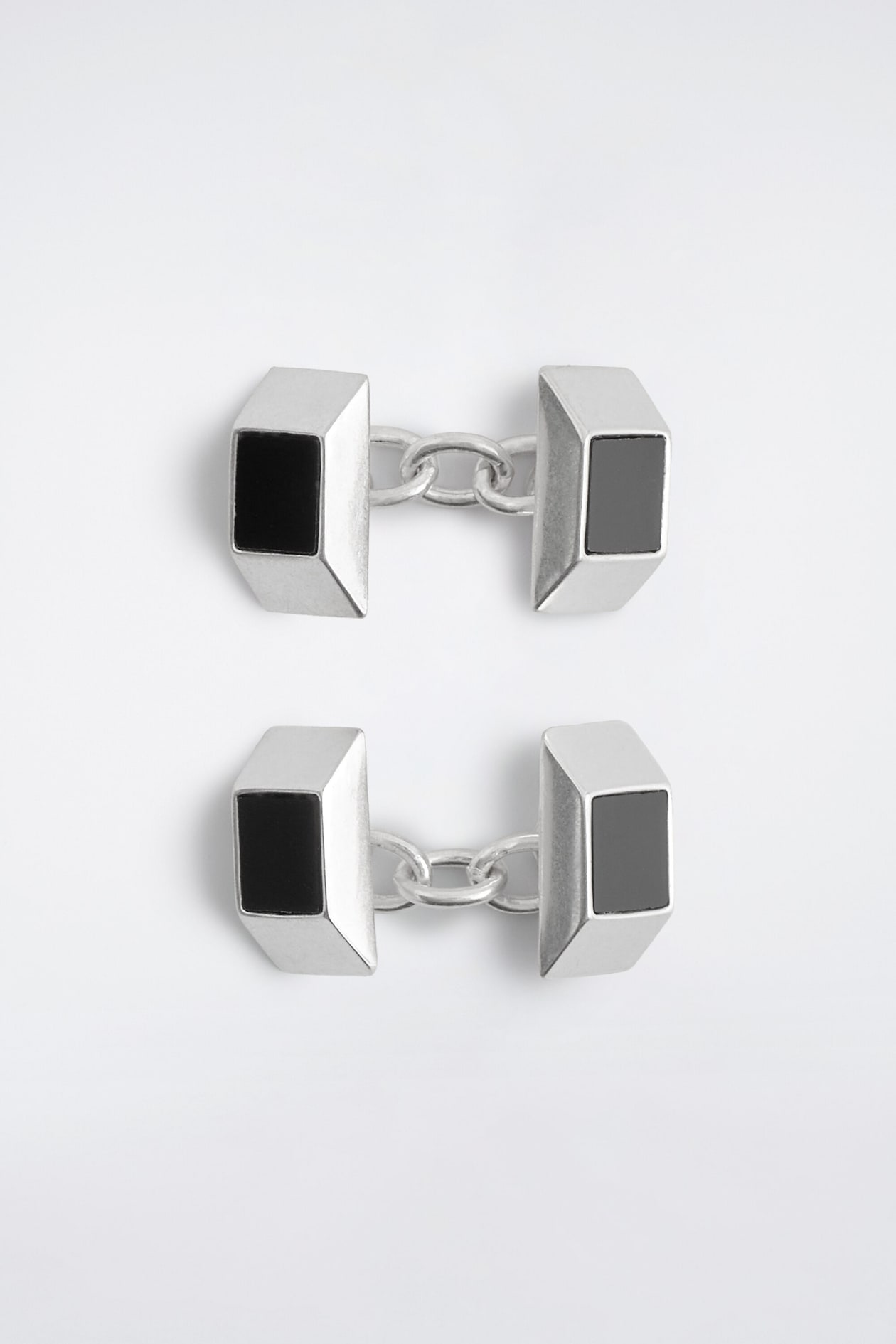 FACETED AGATE CUFFLINKS — SILVER