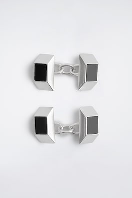 FACETED AGATE CUFFLINKS — SILVER 2