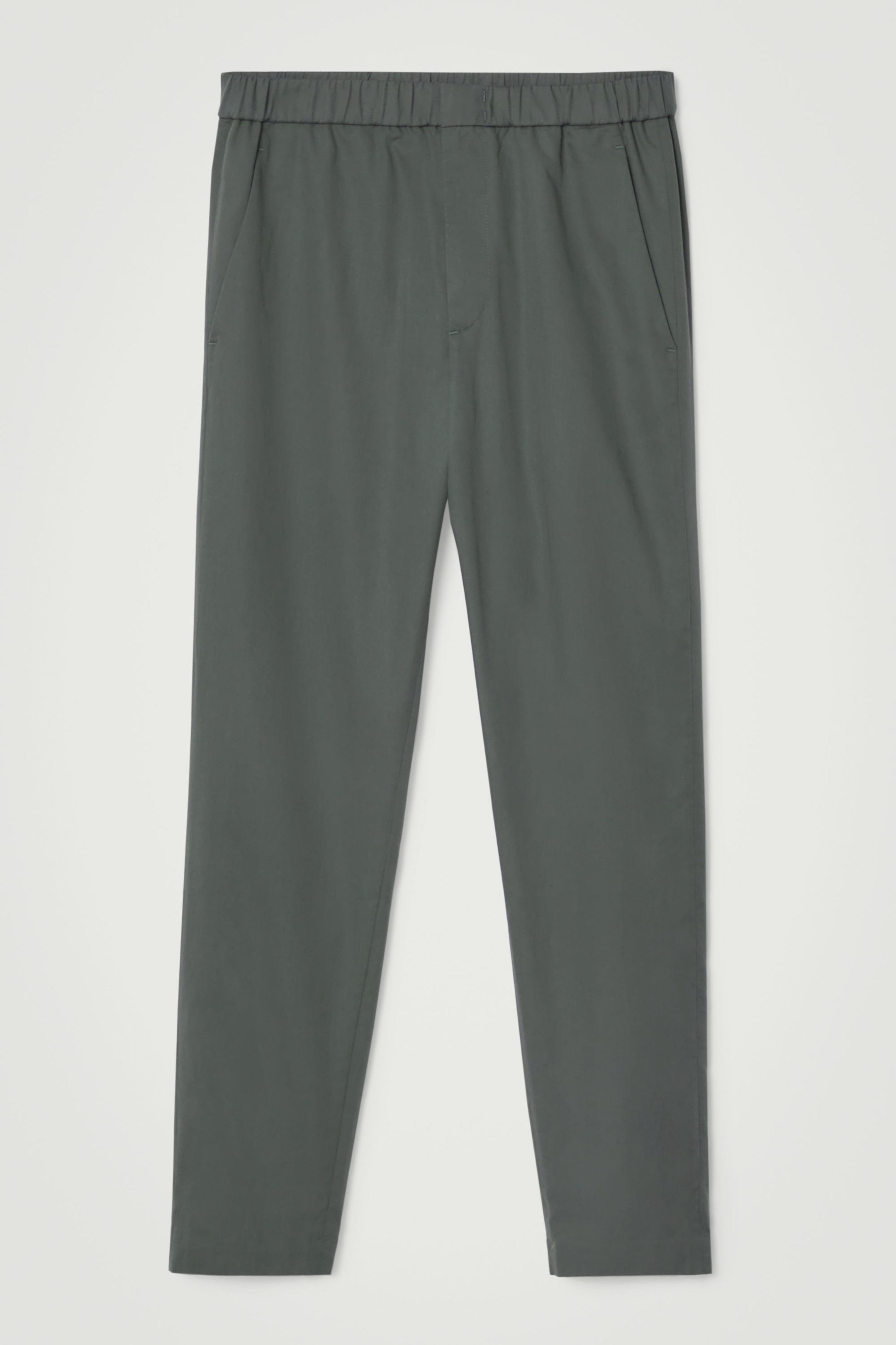 ELASTICATED TAPERED TWILL PANTS