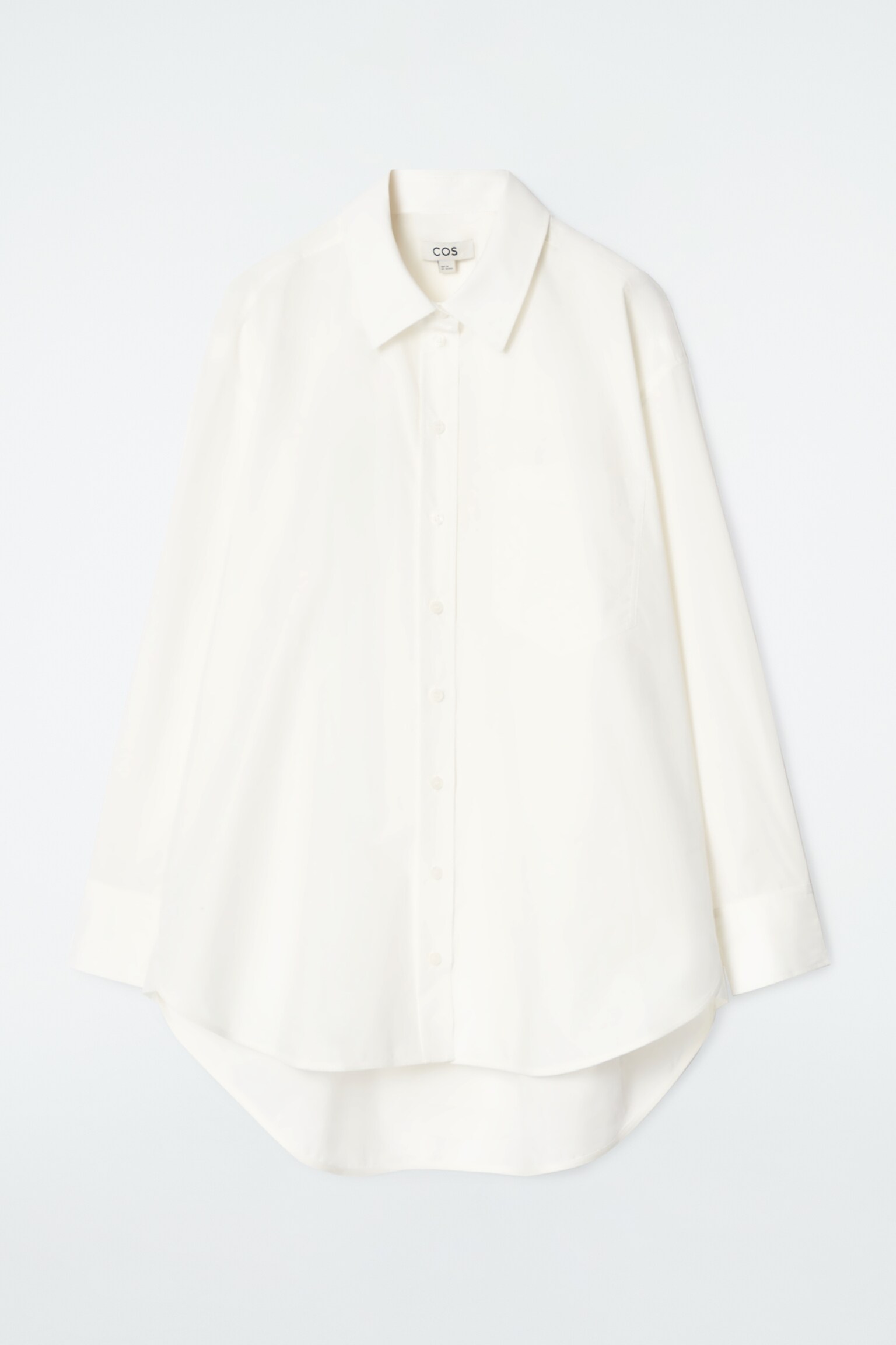 OVERSIZED CURVED-HEM SHIRT - WHITE/LIGHT KHAKI