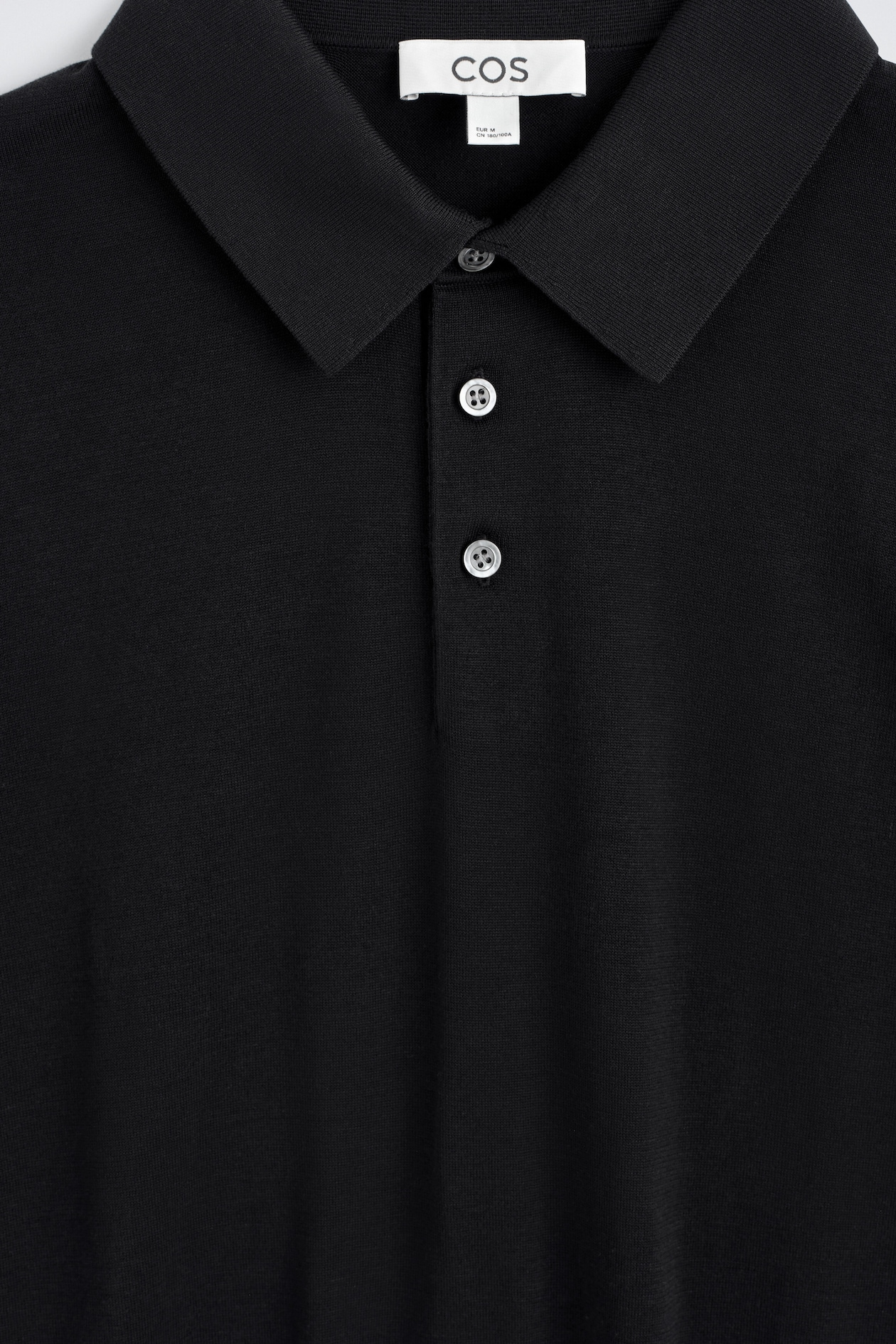 SLIM KNITTED SILK POLO SHIRT — BLACK