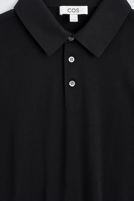 SLIM KNITTED SILK POLO SHIRT — BLACK 6