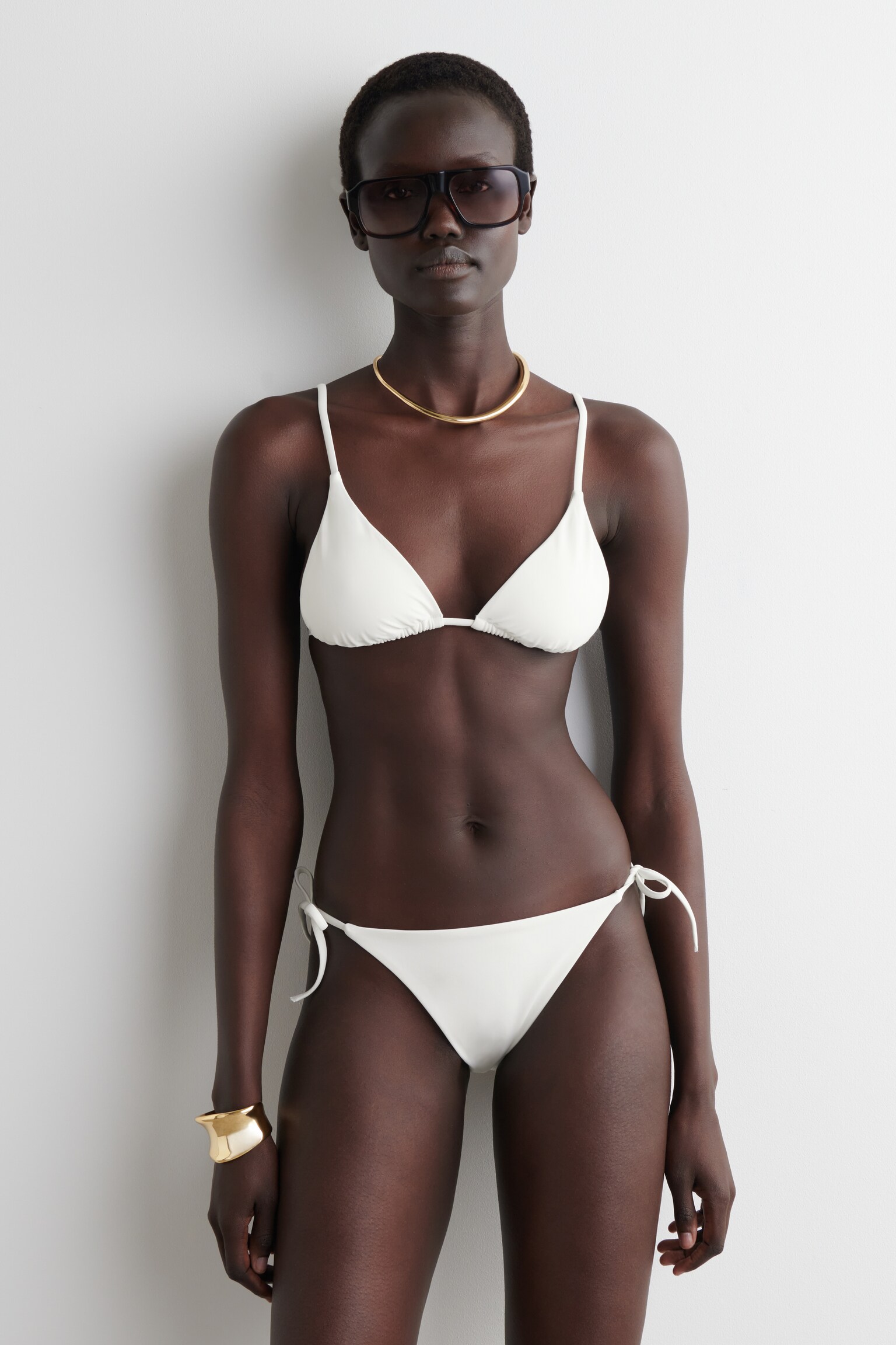 BAS DE BIKINI À NOUER - BLANC/MARRON / MARINE / RAYURES/NOIR - 4