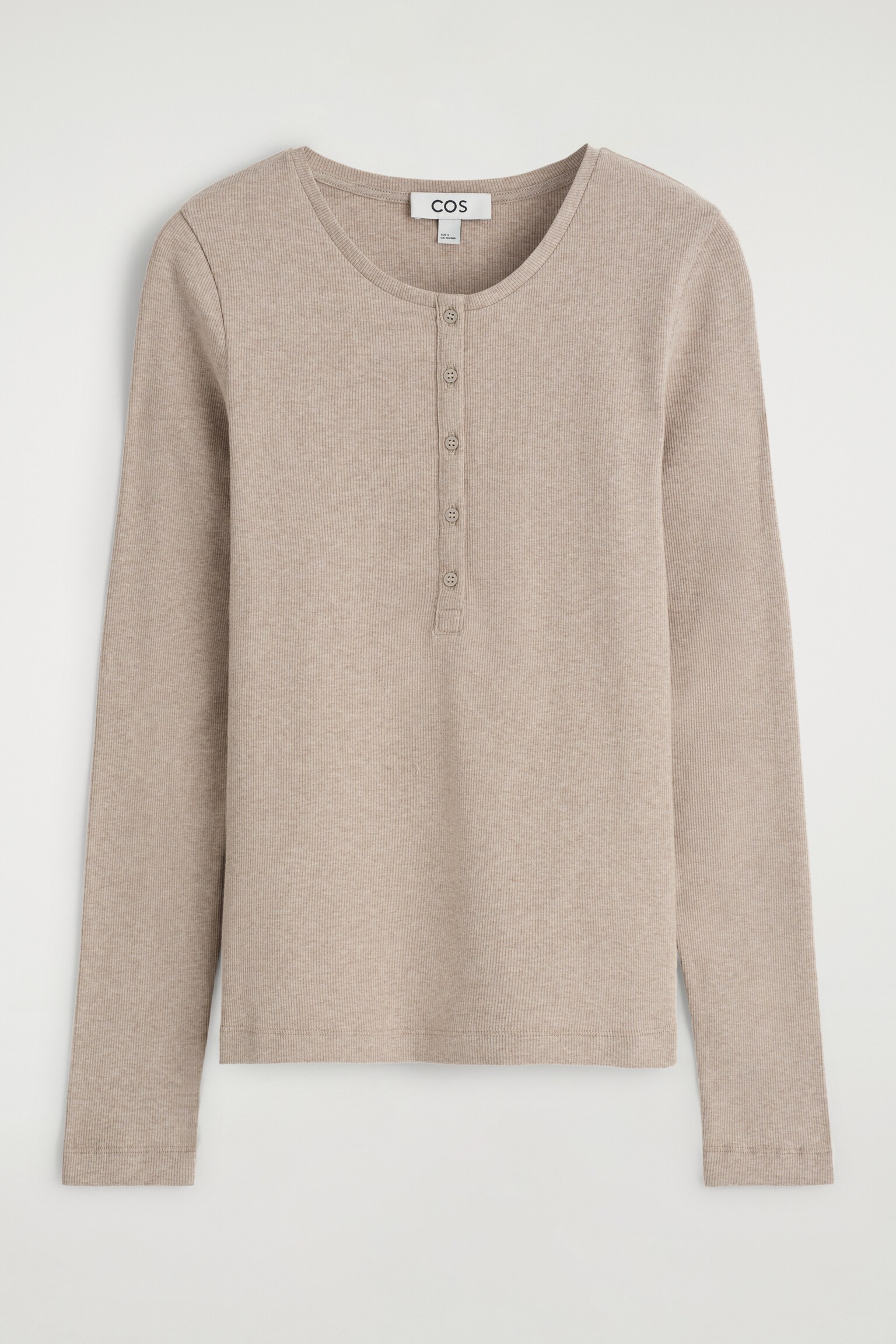 HAUT HENLEY À MANCHES LONGUES - BEIGE CHINÉ/GRIS CHINÉ/BLACK - 2