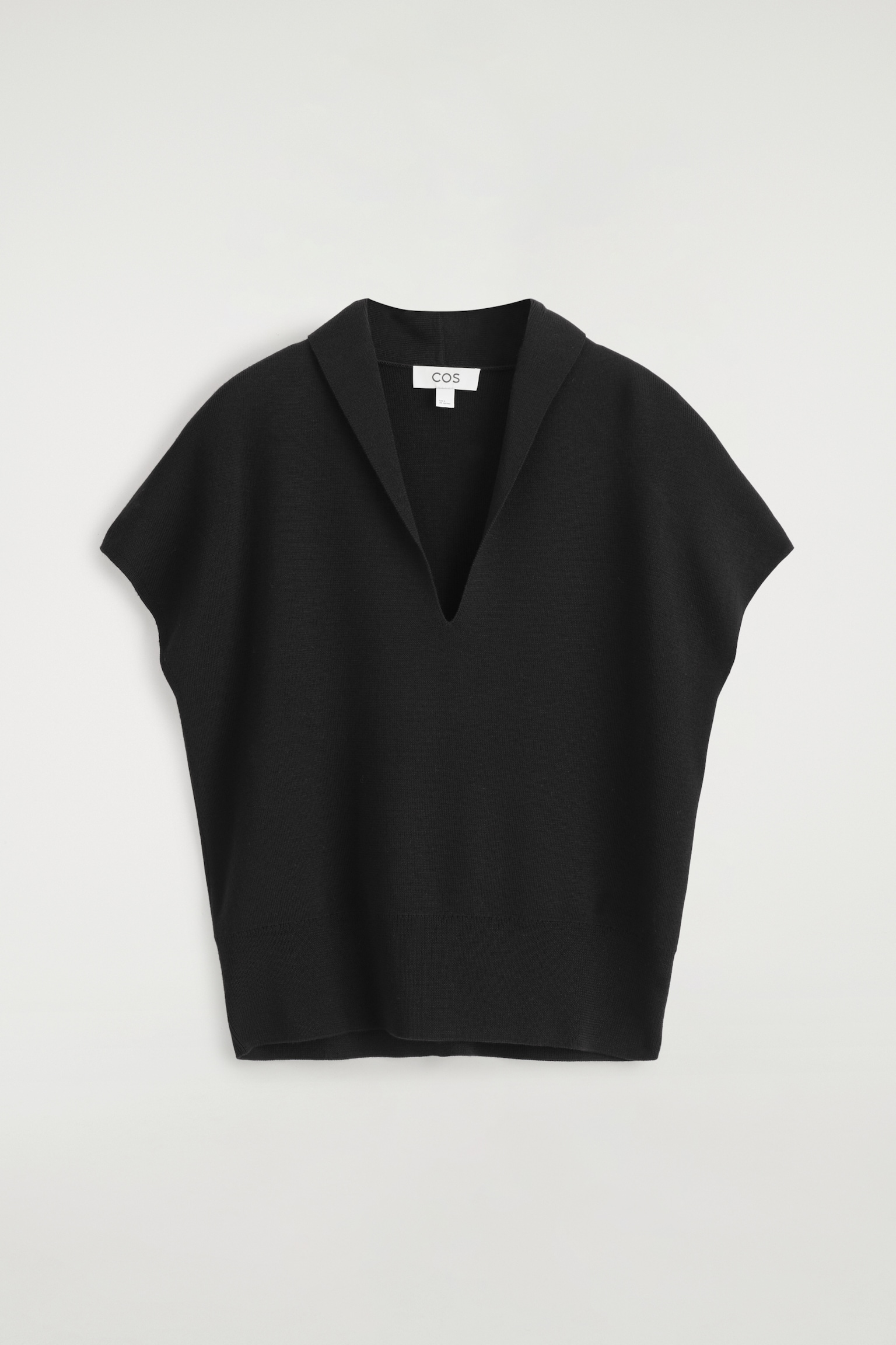 DÉBARDEUR À COL EN V EN LAINE MÉRINOS - NOIR/BEIGE CHINÉ - 2