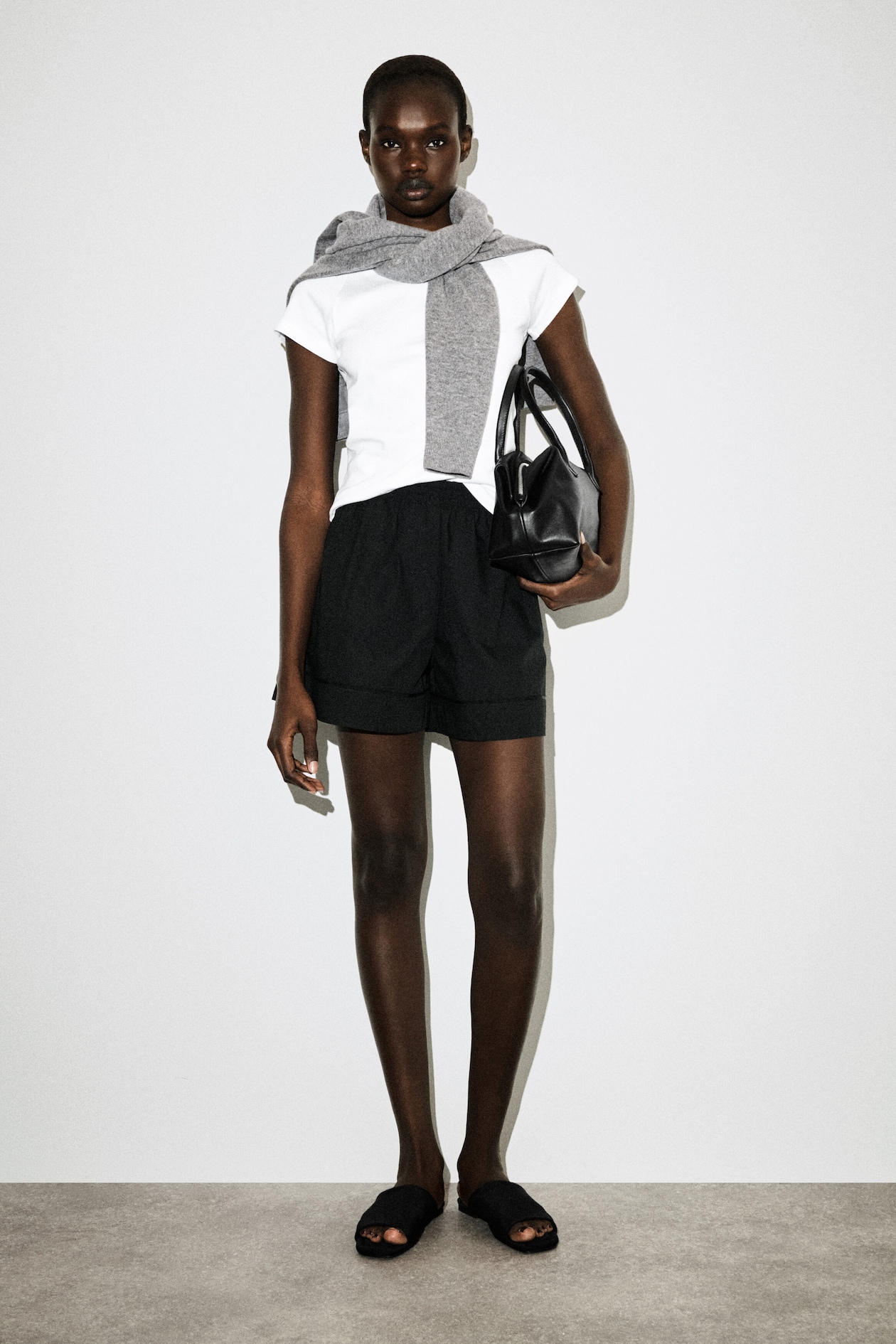 ELASTICATED GROSGRAIN-DETAIL COTTON SHORTS