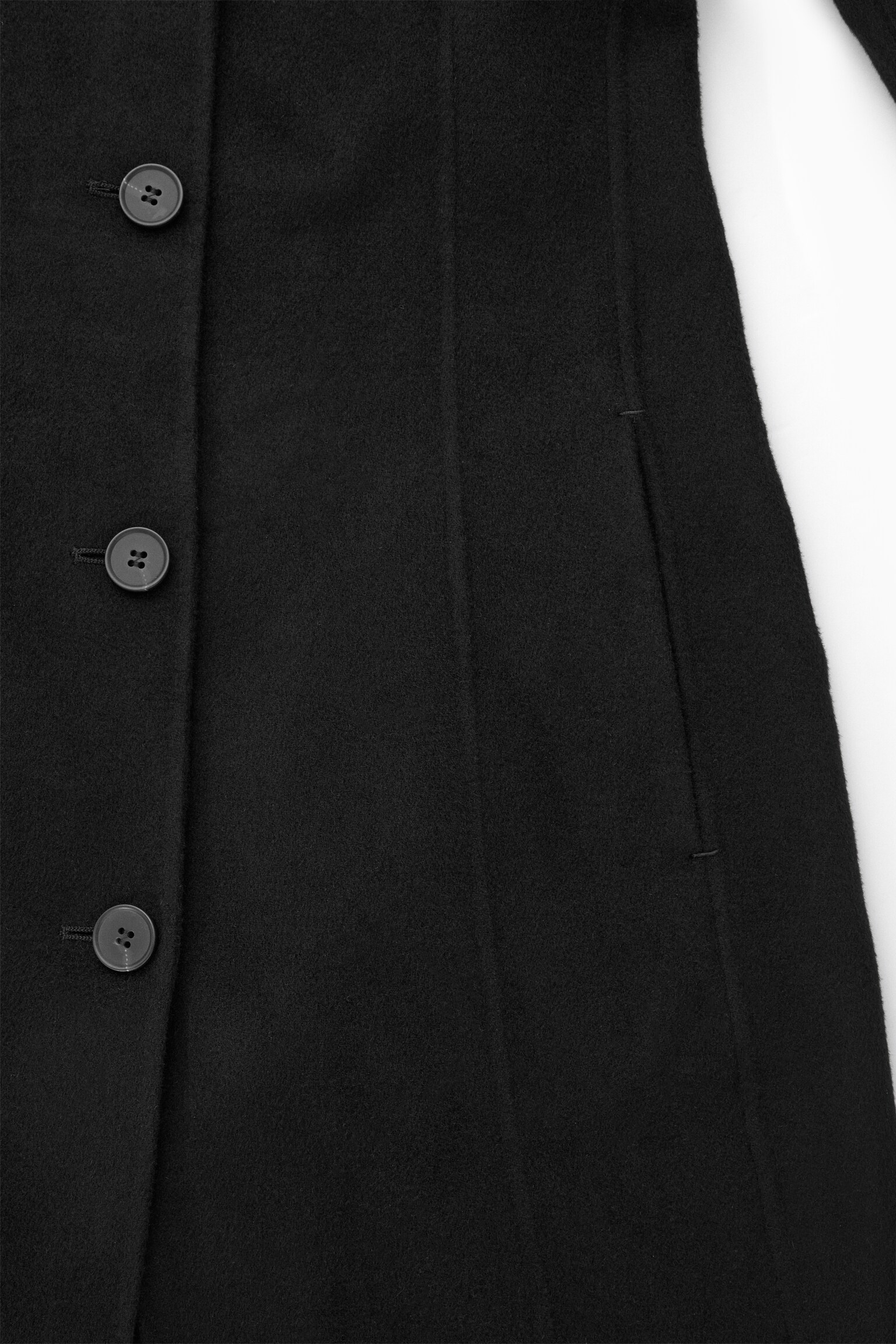 TAILORED DOUBLE-FACED WOOL COAT - BLACK - 2