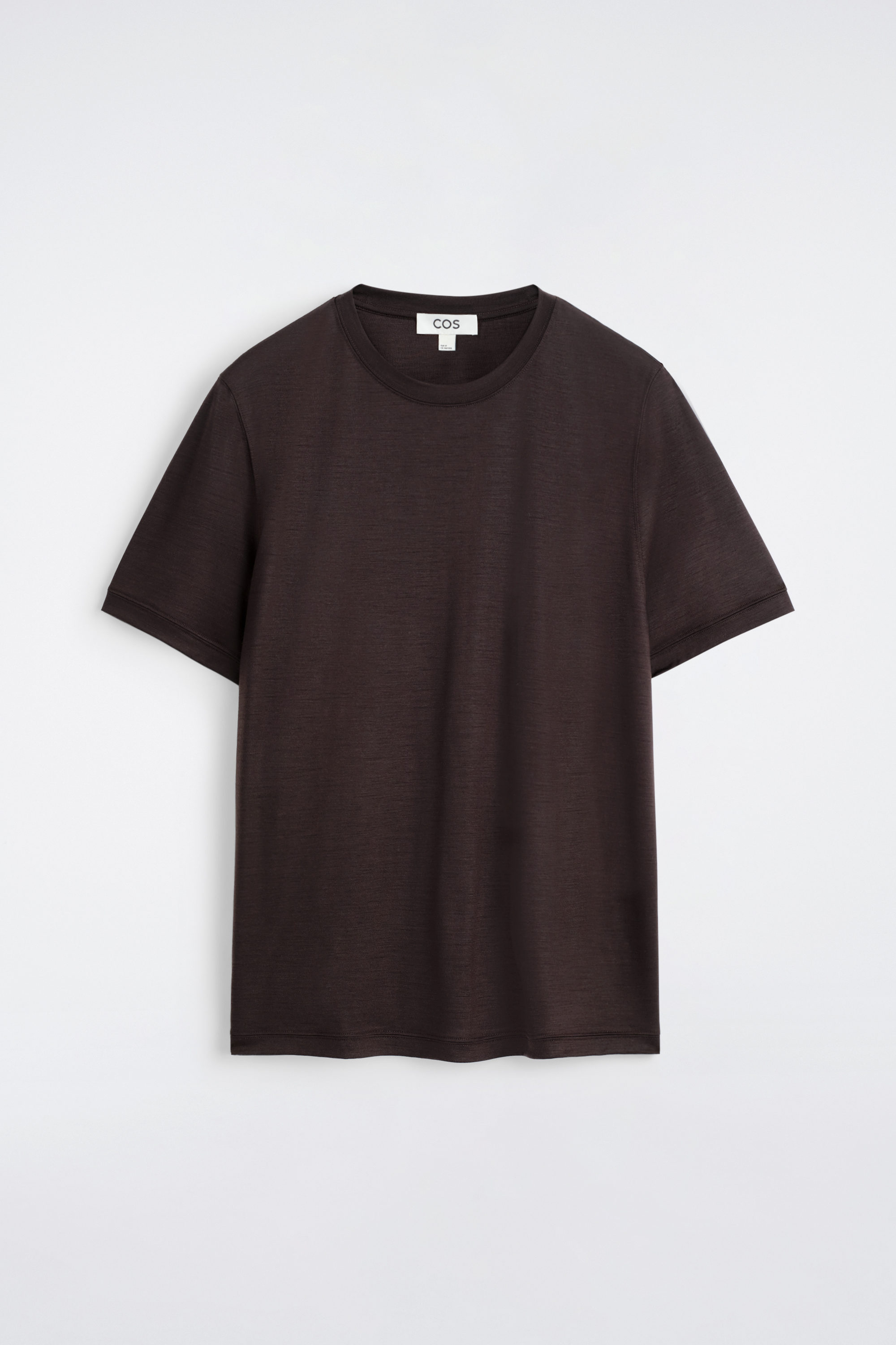 LIGHTWEIGHT WOOL T-SHIRT - BROWN | COS