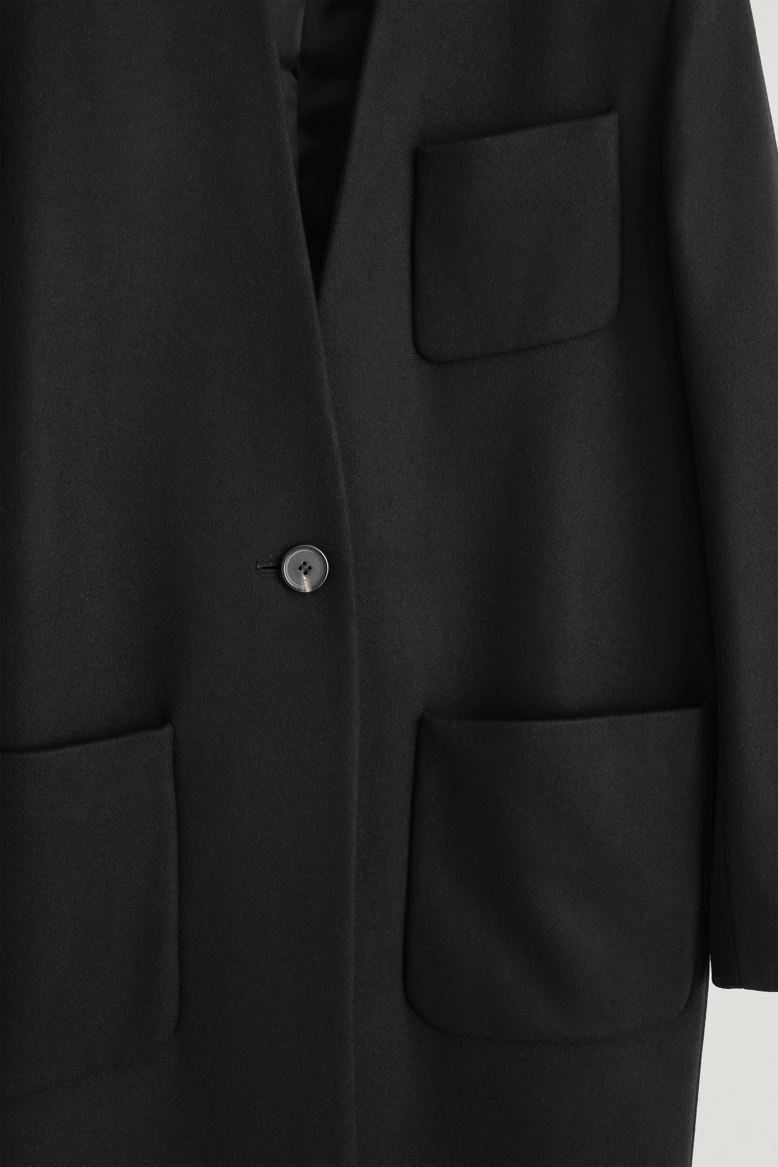 CAPPOTTO IN LANA E CASHMERE SENZA COLLETTO - NERO - 4