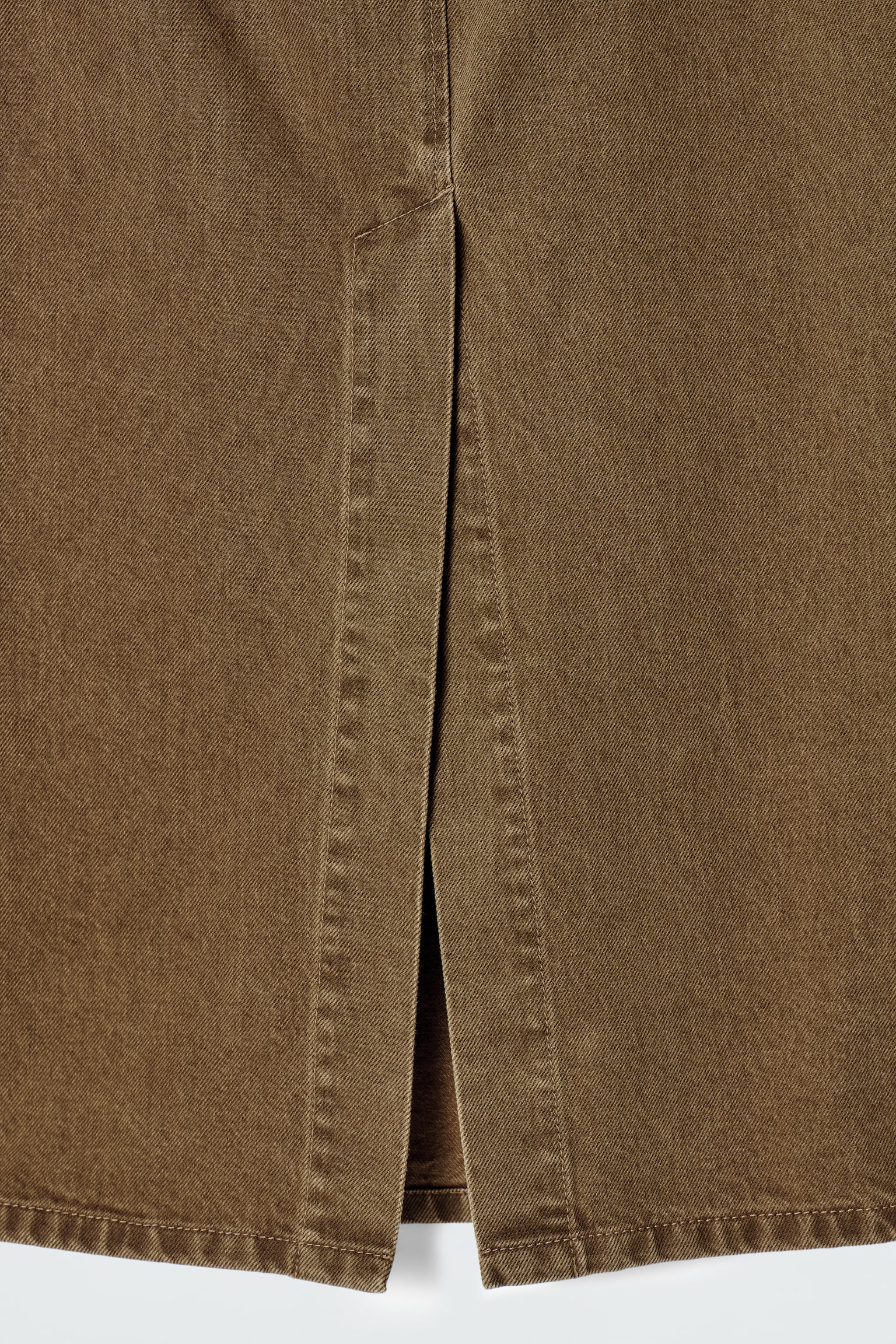 STRAIGHT DENIM MIDI SKIRT - BROWN - 7