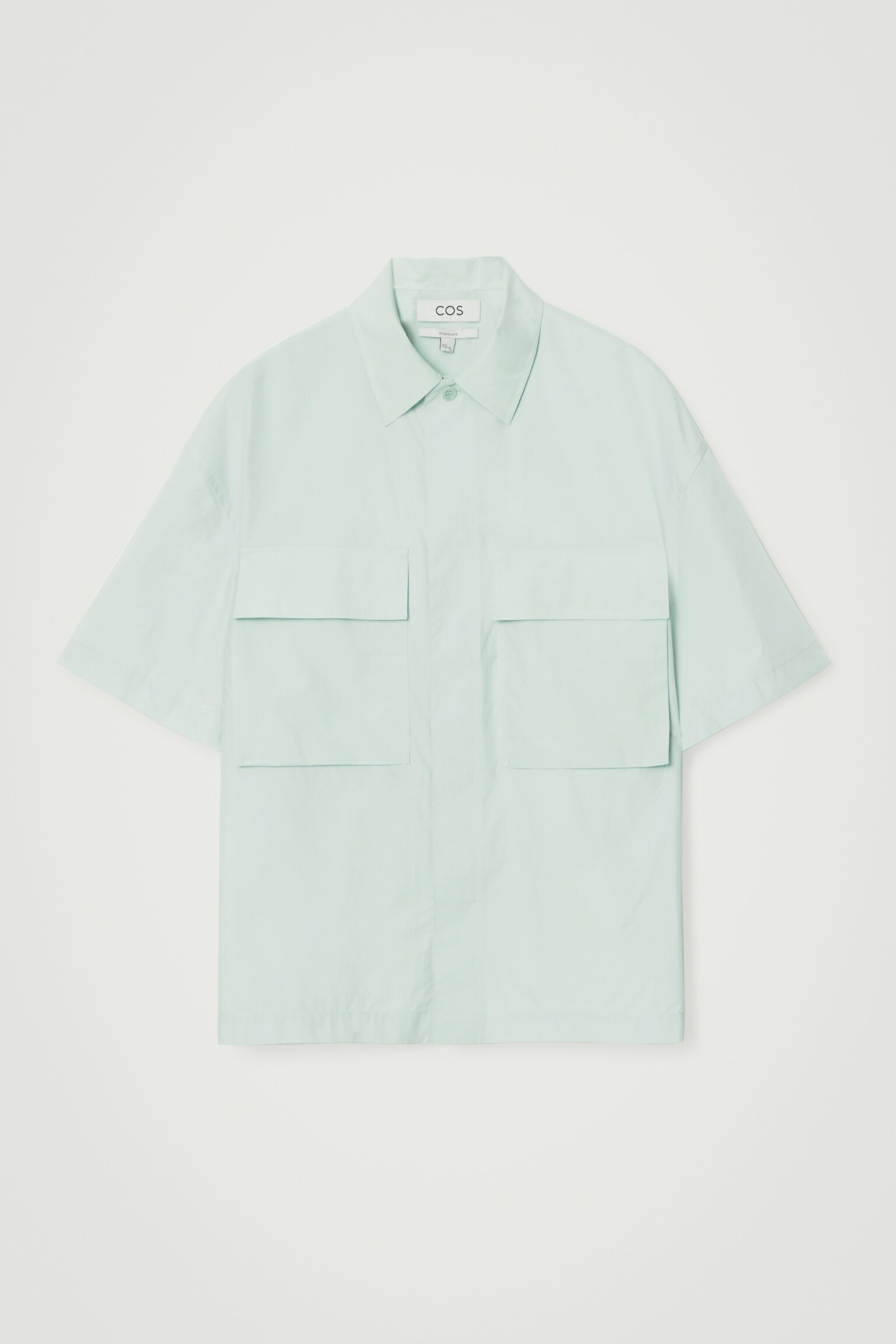 OVERSIZED SHORT-SLEEVED UTILITY SHIRT - MINT GREEN/DARK GREY - 1