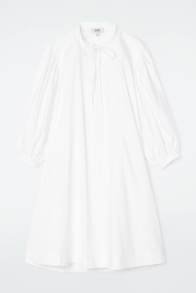 TIE-DETAIL PLEATED MINI DRESS - WHITE - 1