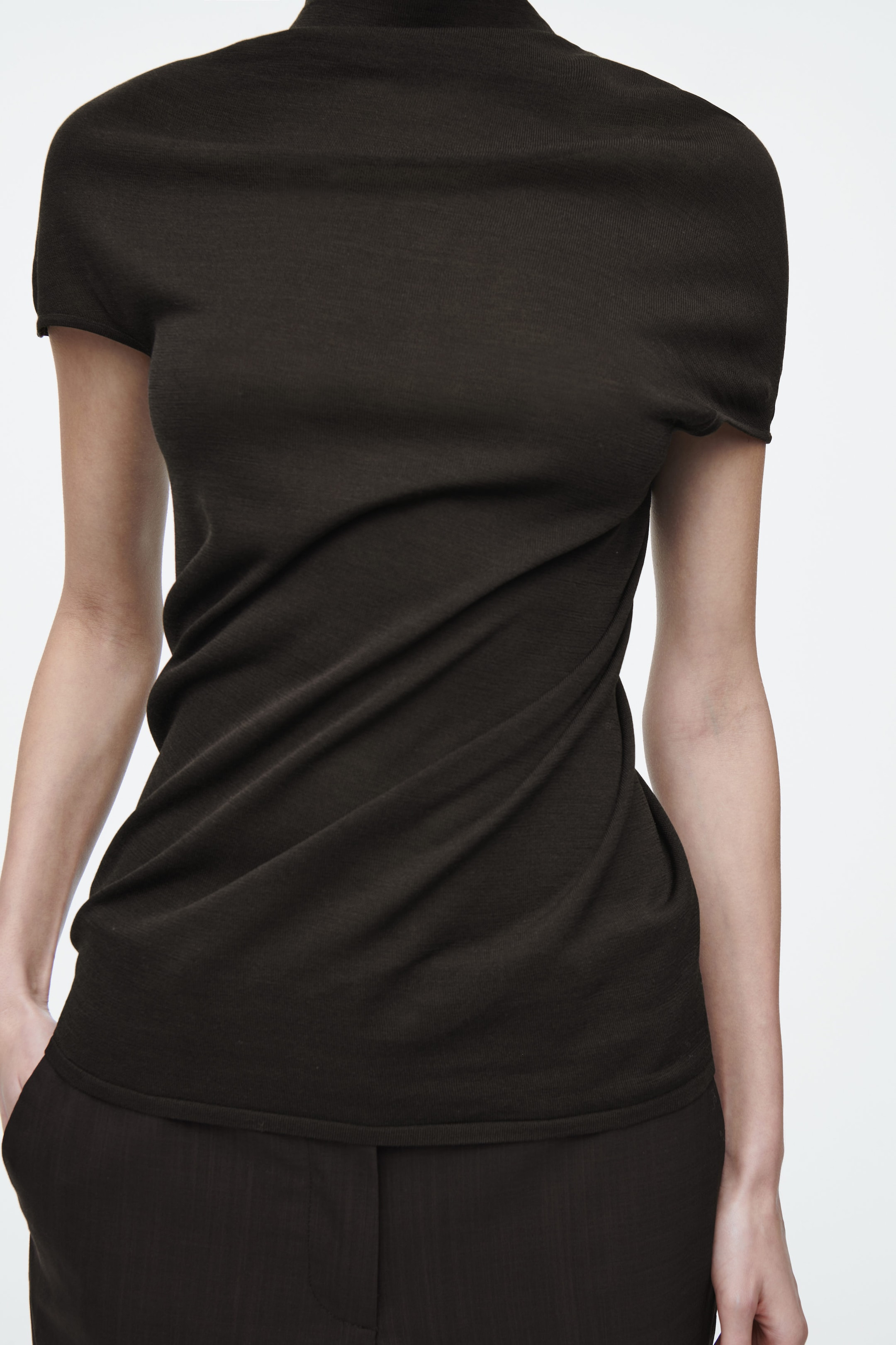 DRAPED WOOL-SILK TOP