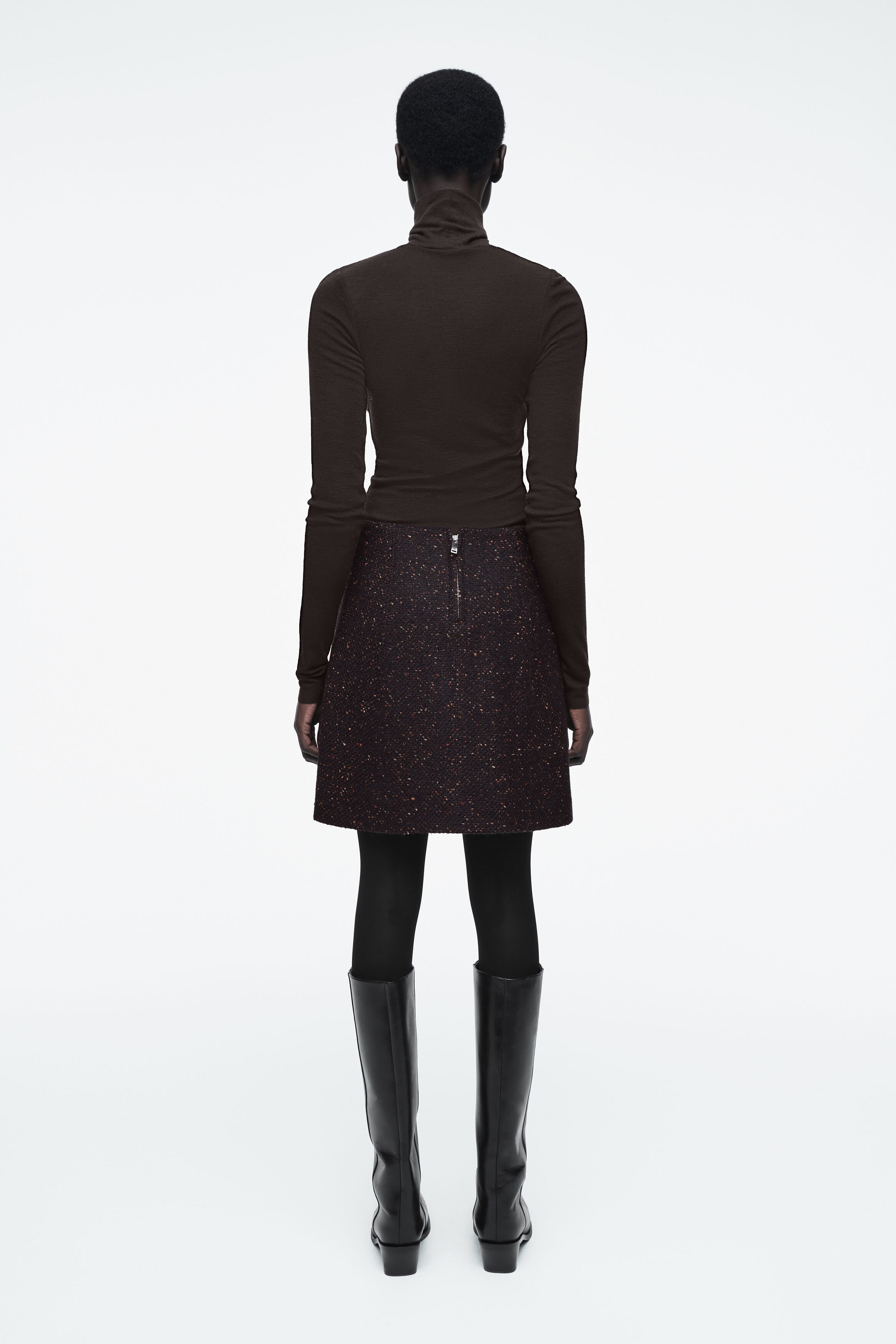 【THE MOZZ】West Wool Skirt FLECKED WOOL-BLEND MINI SKIRT - MULTICOLORED | COS