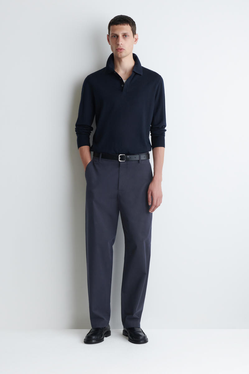Cos Cotton Straight-leg Chinos In Blue