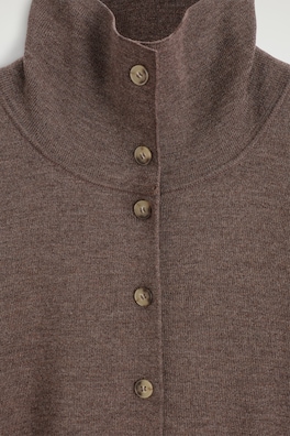 MERINO WOOL MOCK-NECK CARDIGAN — BROWN MÉLANGE 7