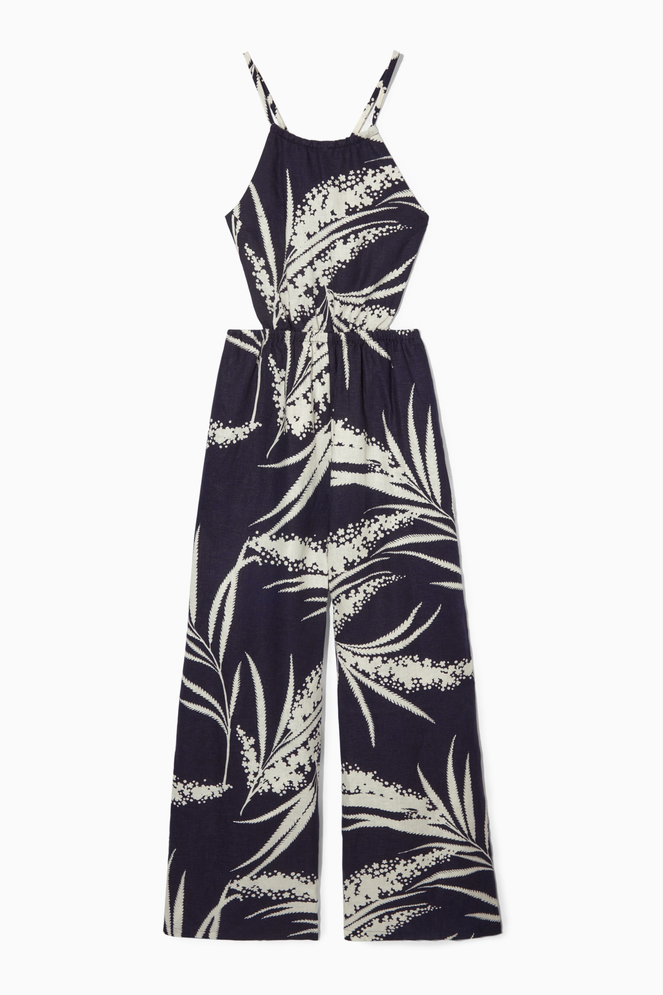 View larger image: OPEN-BACK FLORAL-PRINT LINEN JUMPSUIT - NAVY / PRINTED - Ladies | H&M GB 1