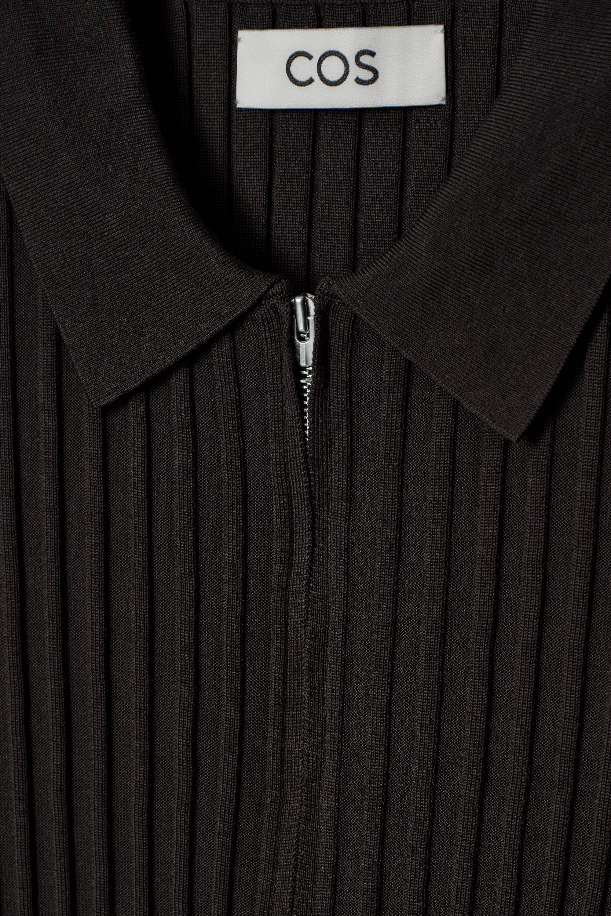 SILK-COTTON ZIP-UP POLO SHIRT - CHOCOLATE | COS US