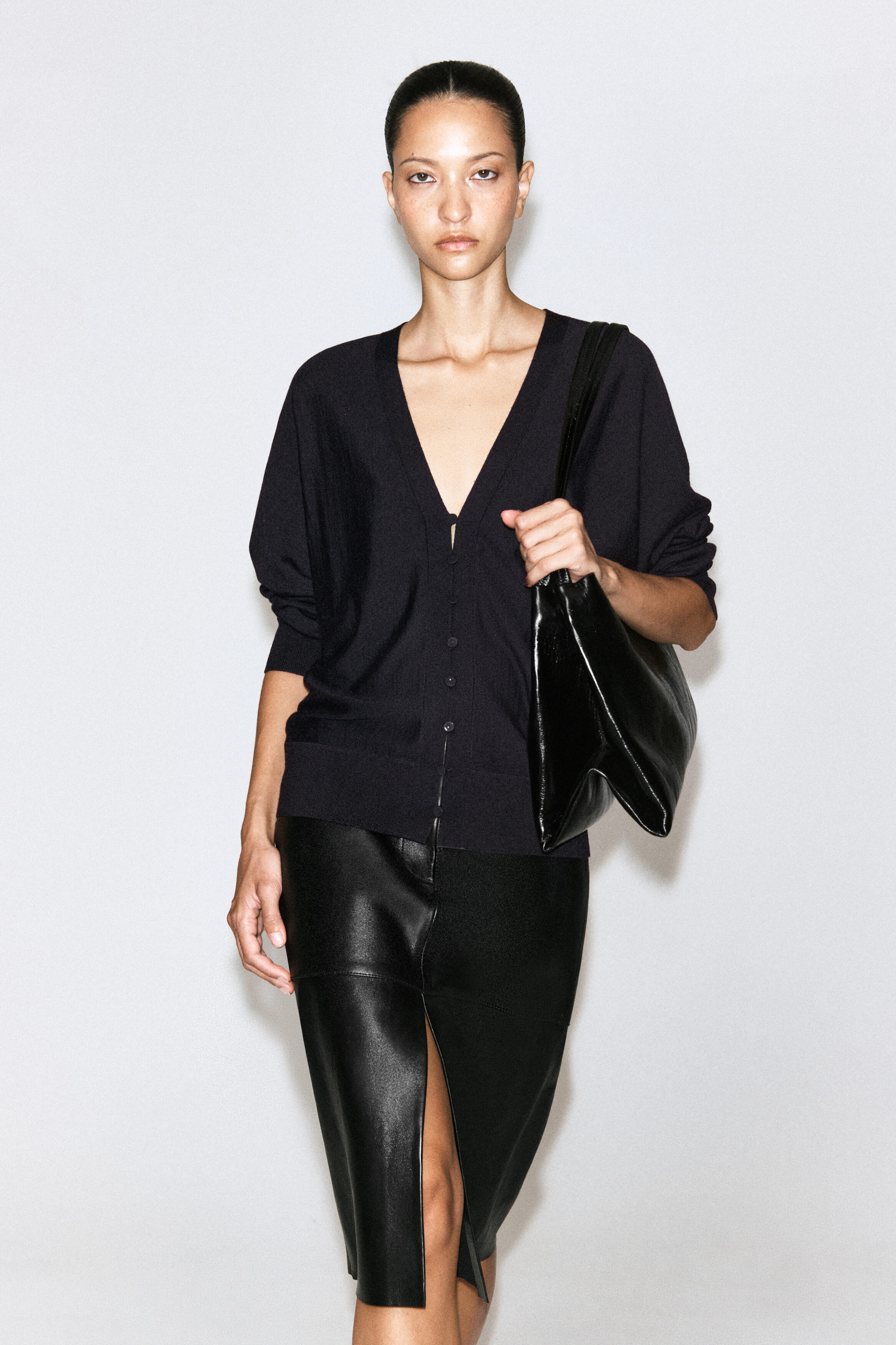 MERINO WOOL V-NECK CARDIGAN